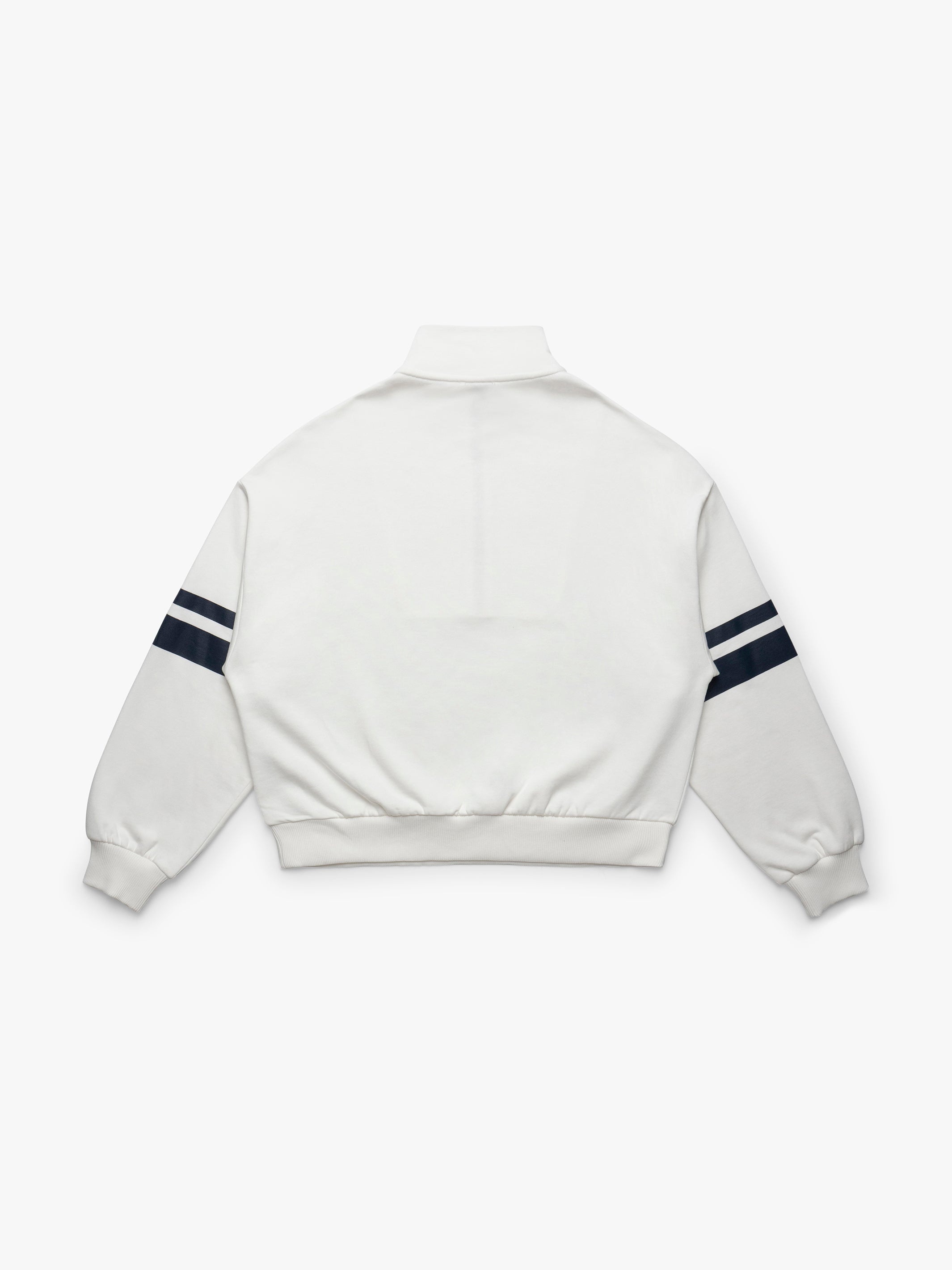 Women's Brooklyn Half Zip Varsity Sweatshirt in Antique White - BROOKLYN INDUSTRIES