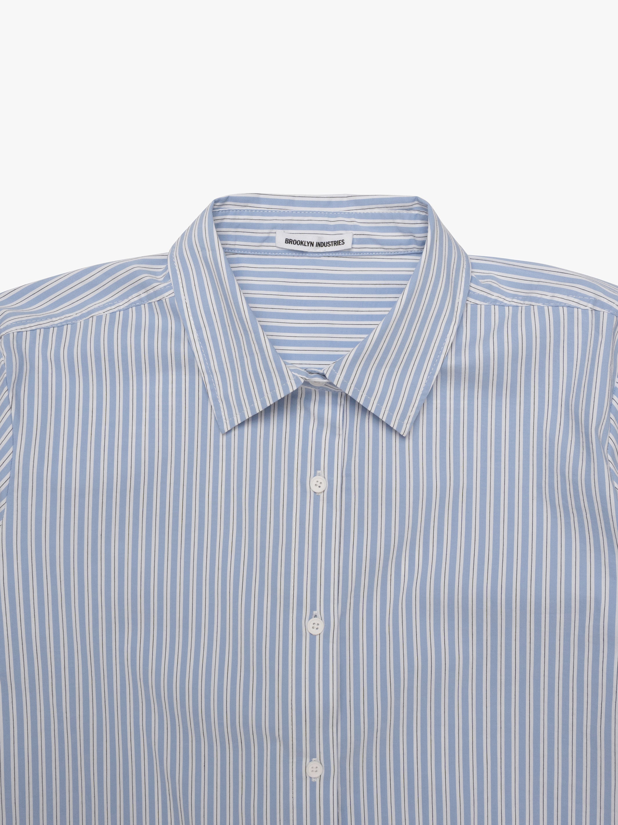 Women's Long Sleeve Shirt In Blue Striped - BROOKLYN INDUSTRIES