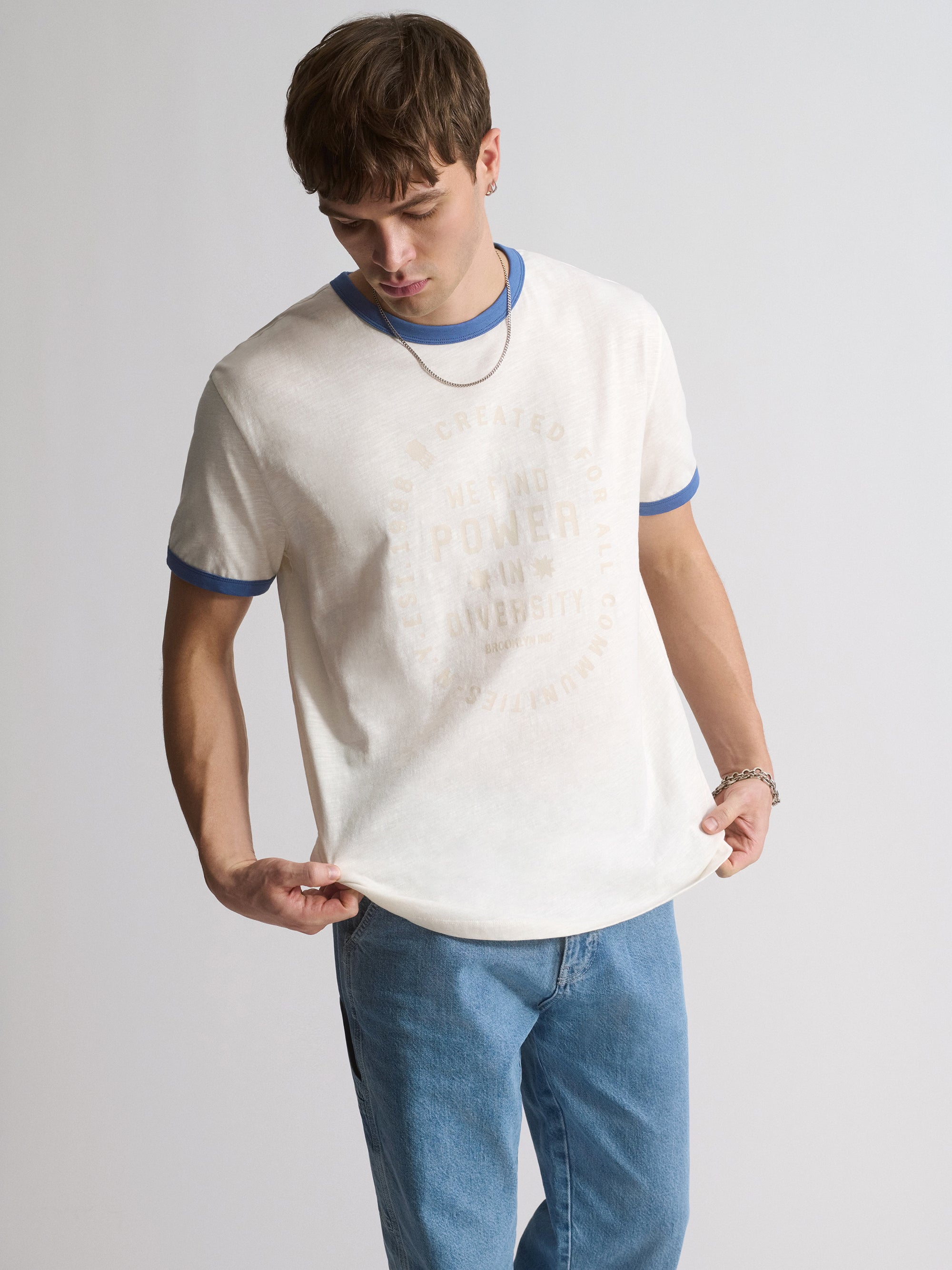 Men's Brooklyn Short Sleeve T-Shirt In Antique White - BROOKLYN INDUSTRIES