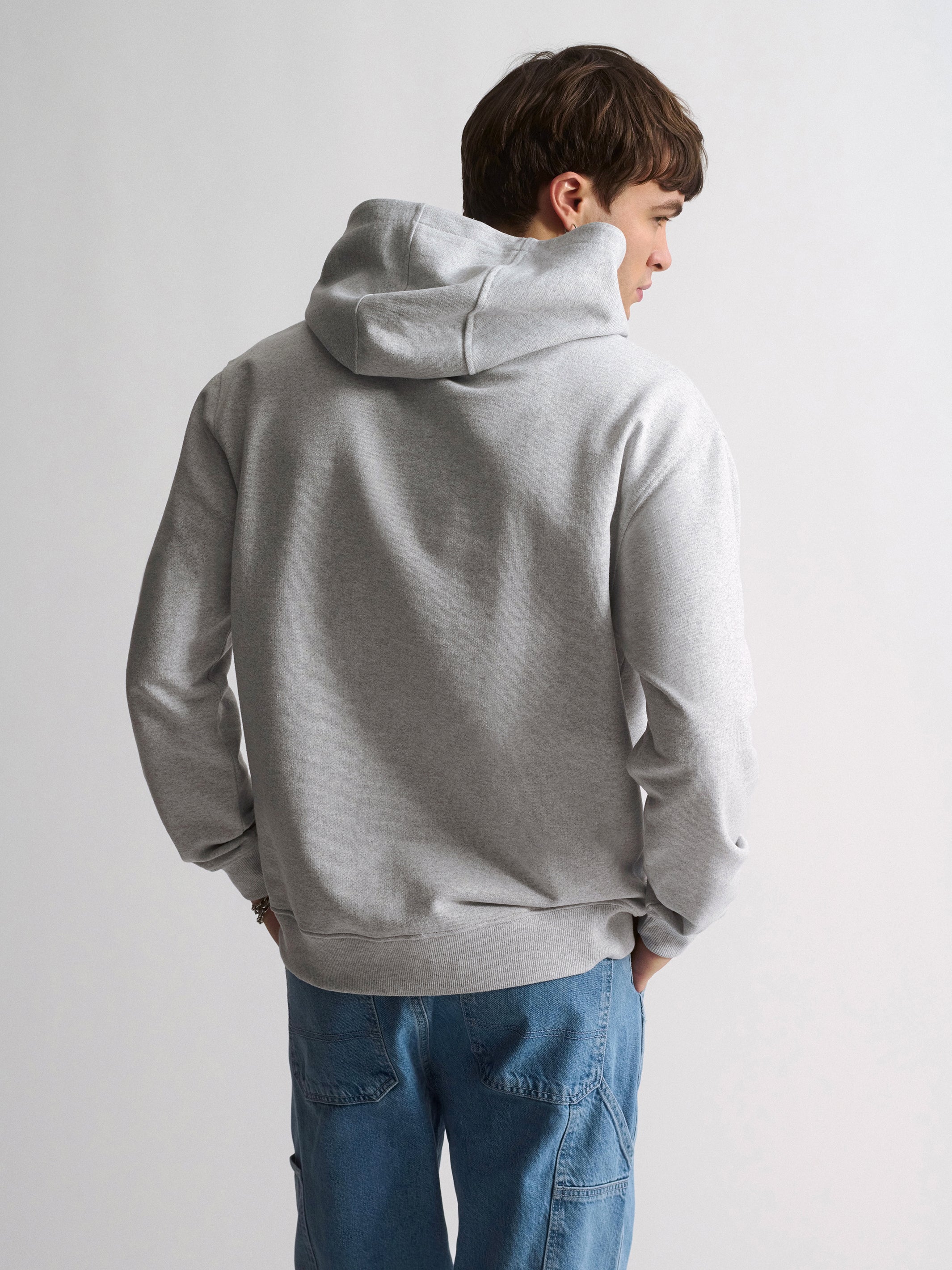Men's Brooklyn Hooded Sweatshirt In Light Grey Melange - BROOKLYN INDUSTRIES