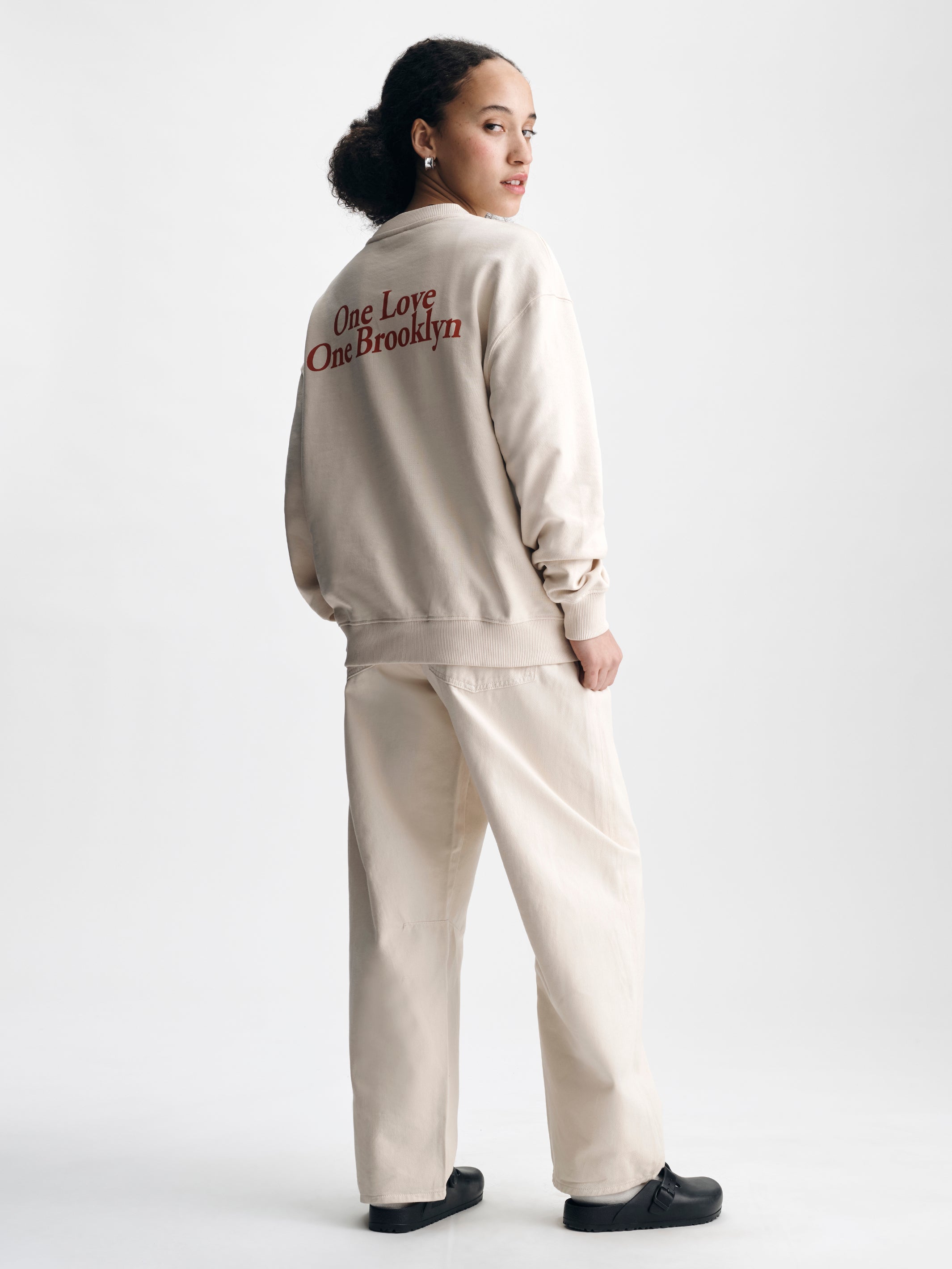 Women's One Love One Brooklyn Sweatshirt in Sandshell - BROOKLYN INDUSTRIES