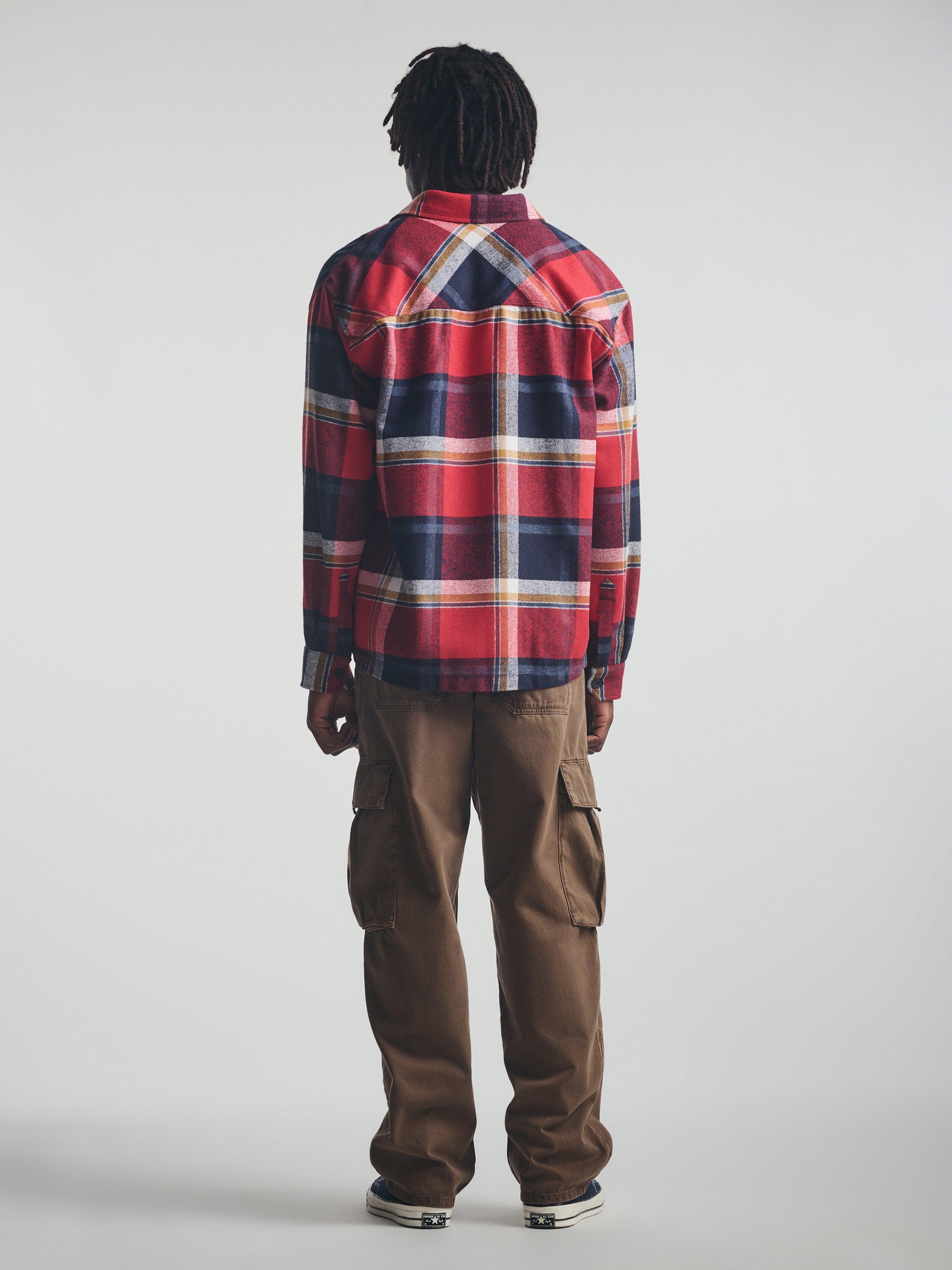 Men's Plaid Overshirt in Red Check - BROOKLYN INDUSTRIES