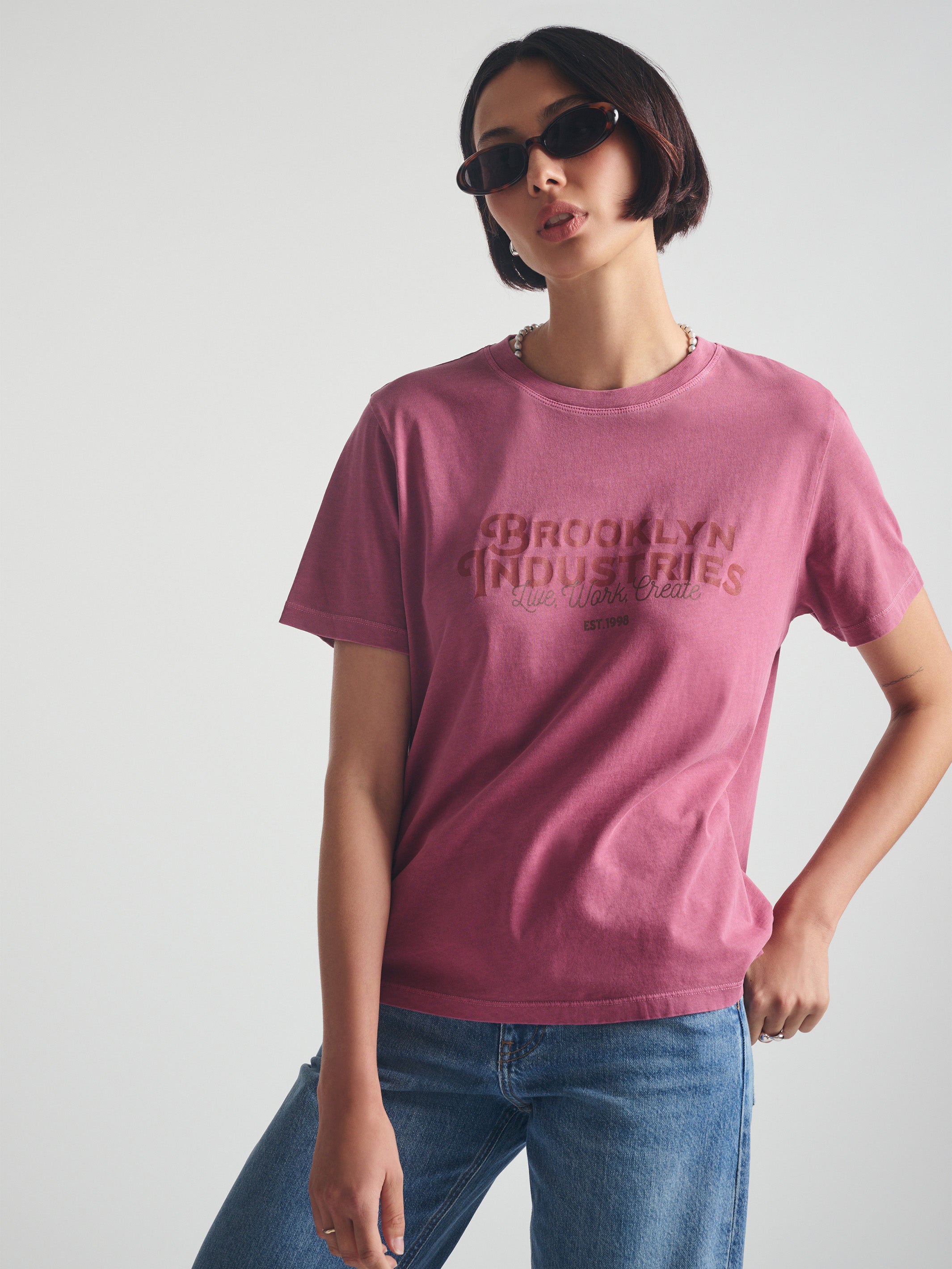 Women's Brooklyn Live Work Create T-Shirt in Biking Red - BROOKLYN INDUSTRIES