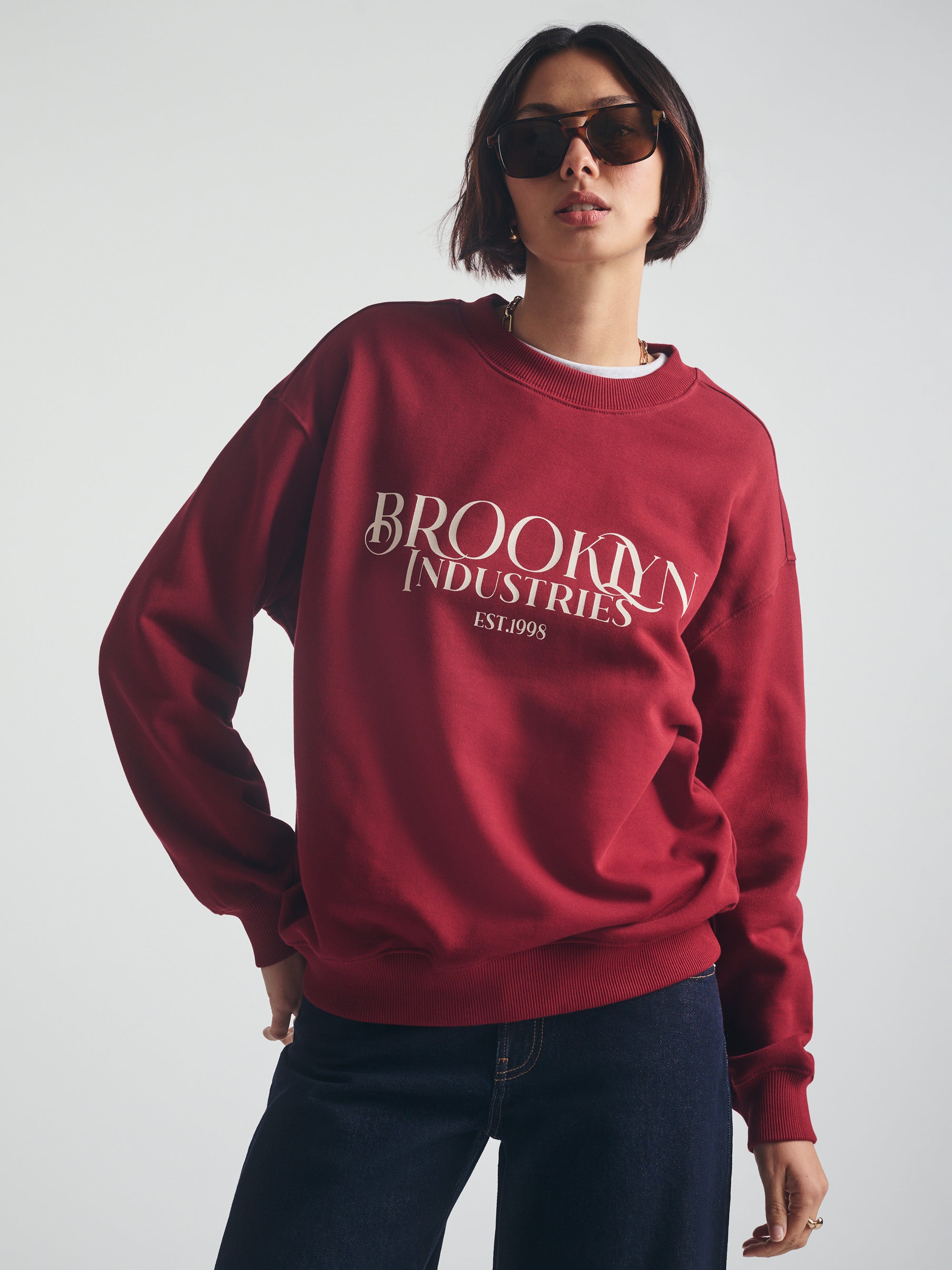 Women's Brooklyn 1988 Sweatshirt in Biking Red - BROOKLYN INDUSTRIES