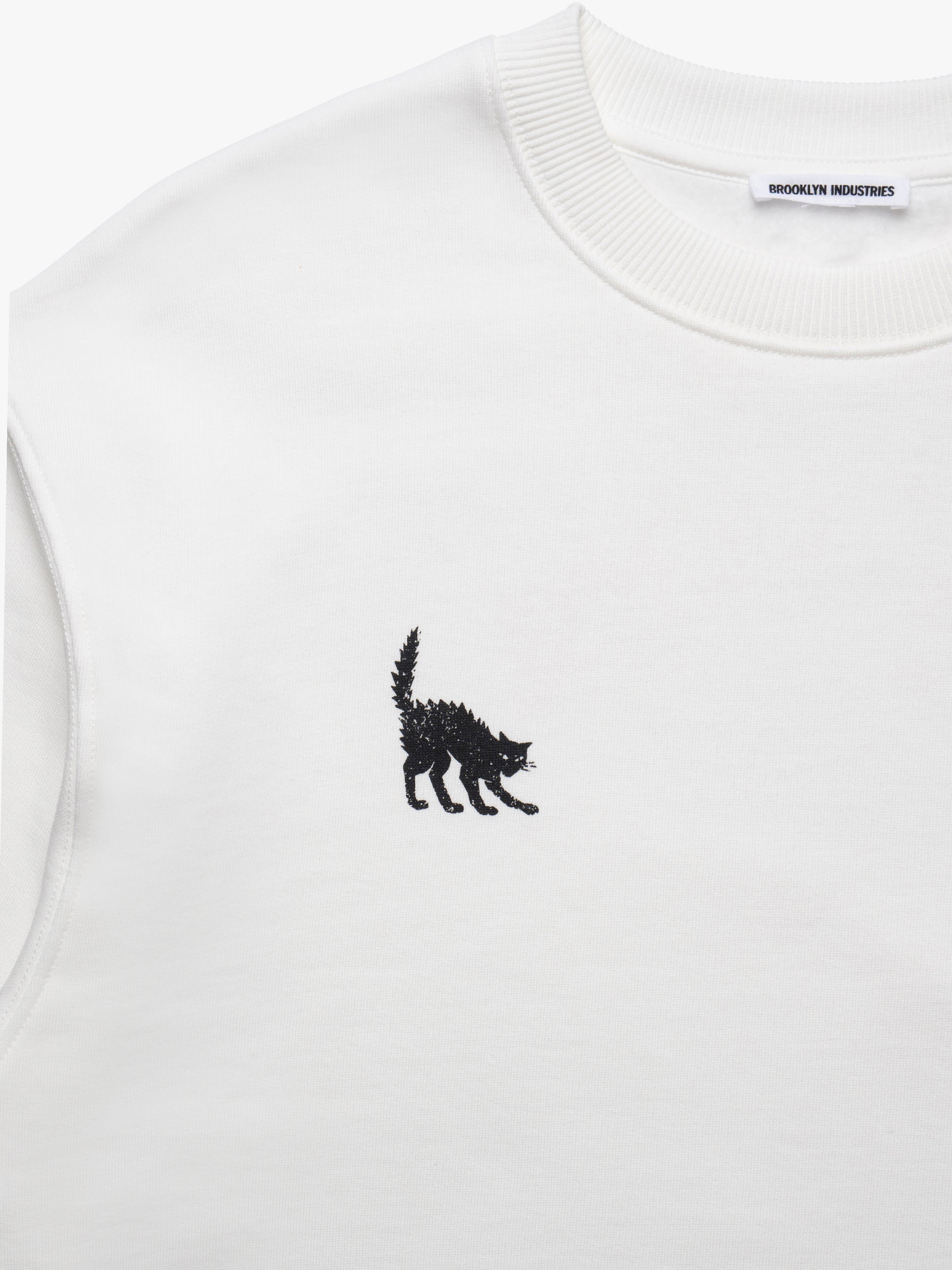 Women's Brooklyn Cat Sweatshirt in Antique White - BROOKLYN INDUSTRIES