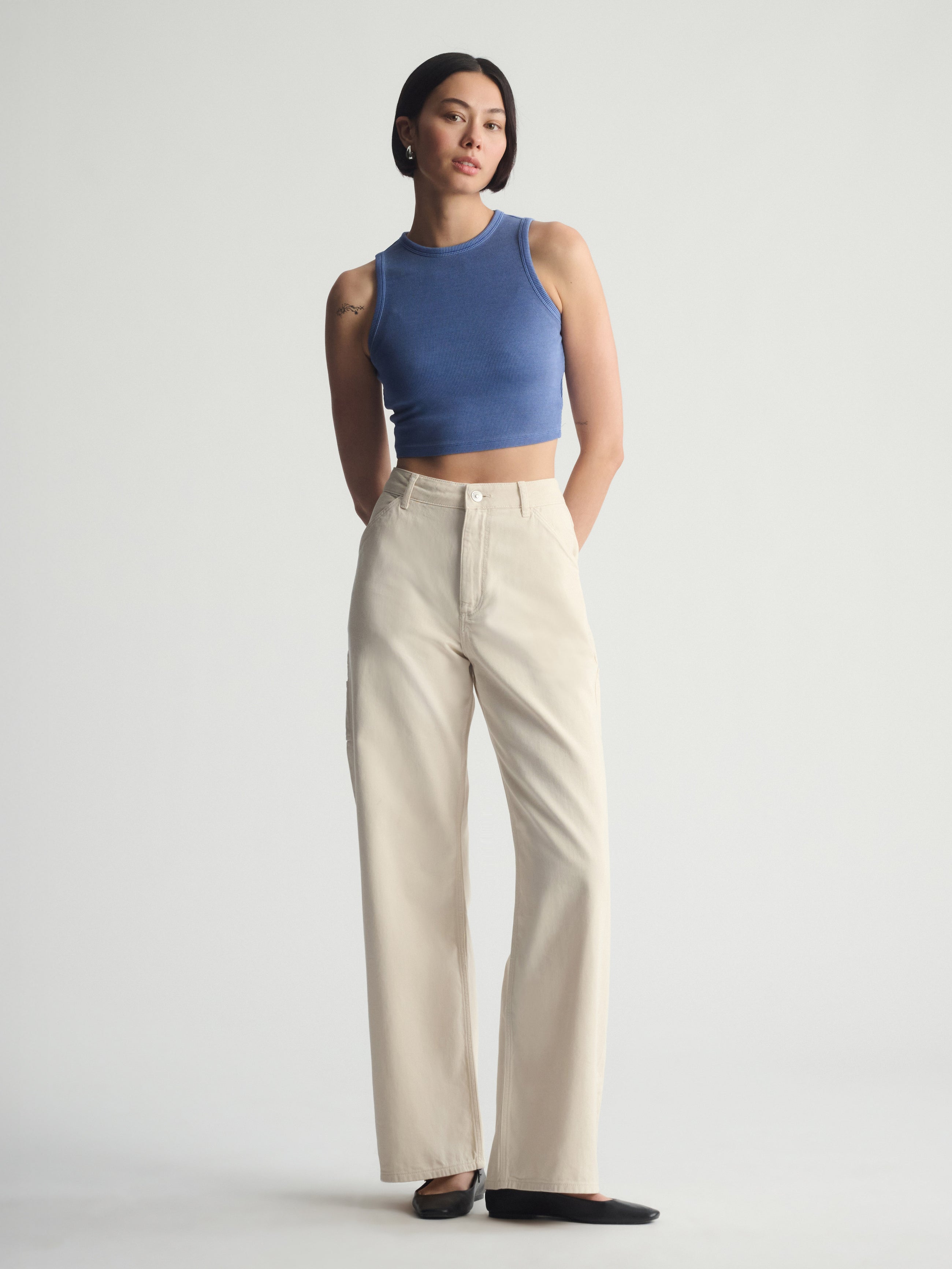 Women's Brooklyn Ribbed Crop Tank Top In Bijou Blue - BROOKLYN INDUSTRIES