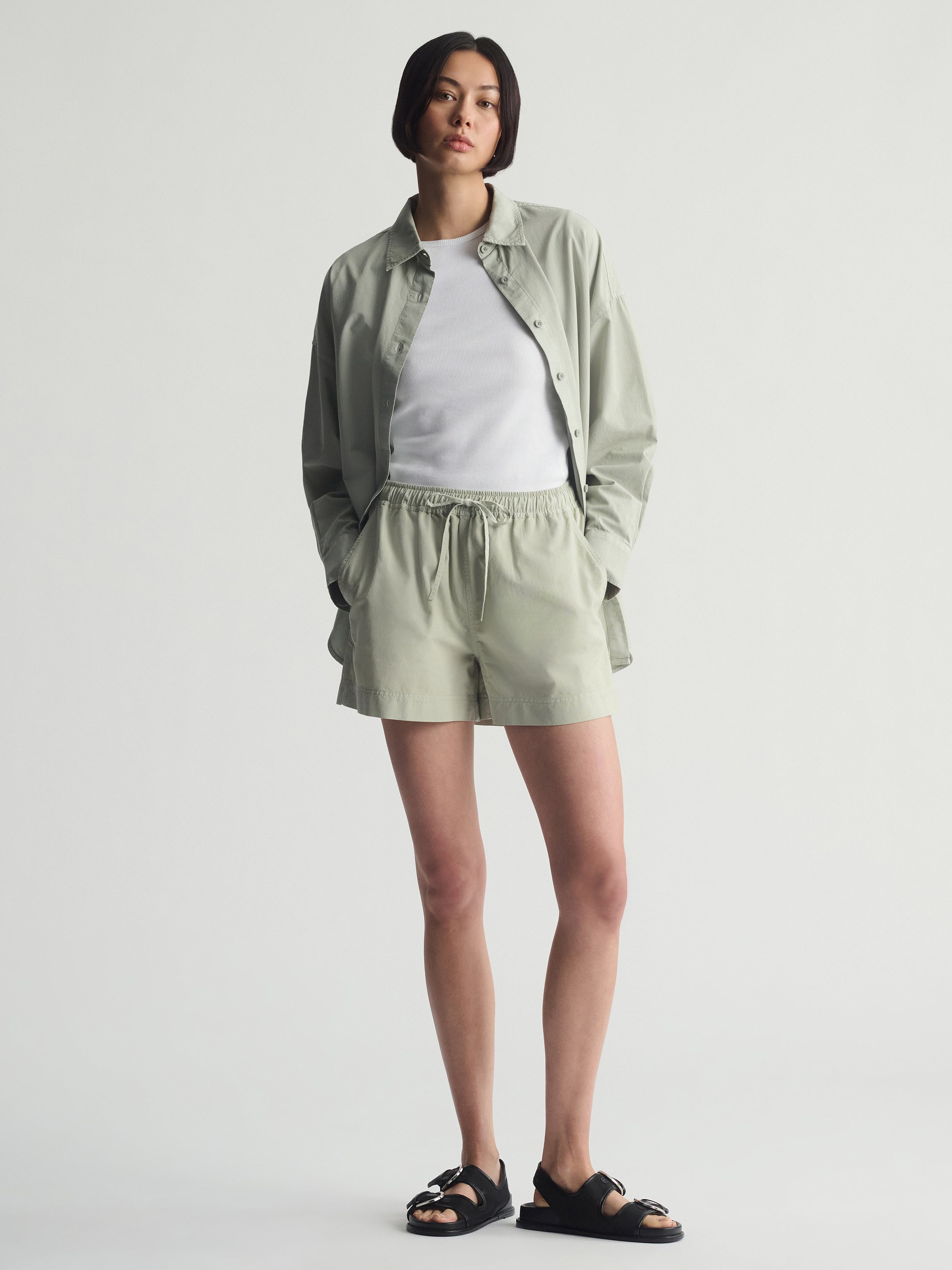 Women's Long Sleeve Shirt In Puritan Gray - BROOKLYN INDUSTRIES