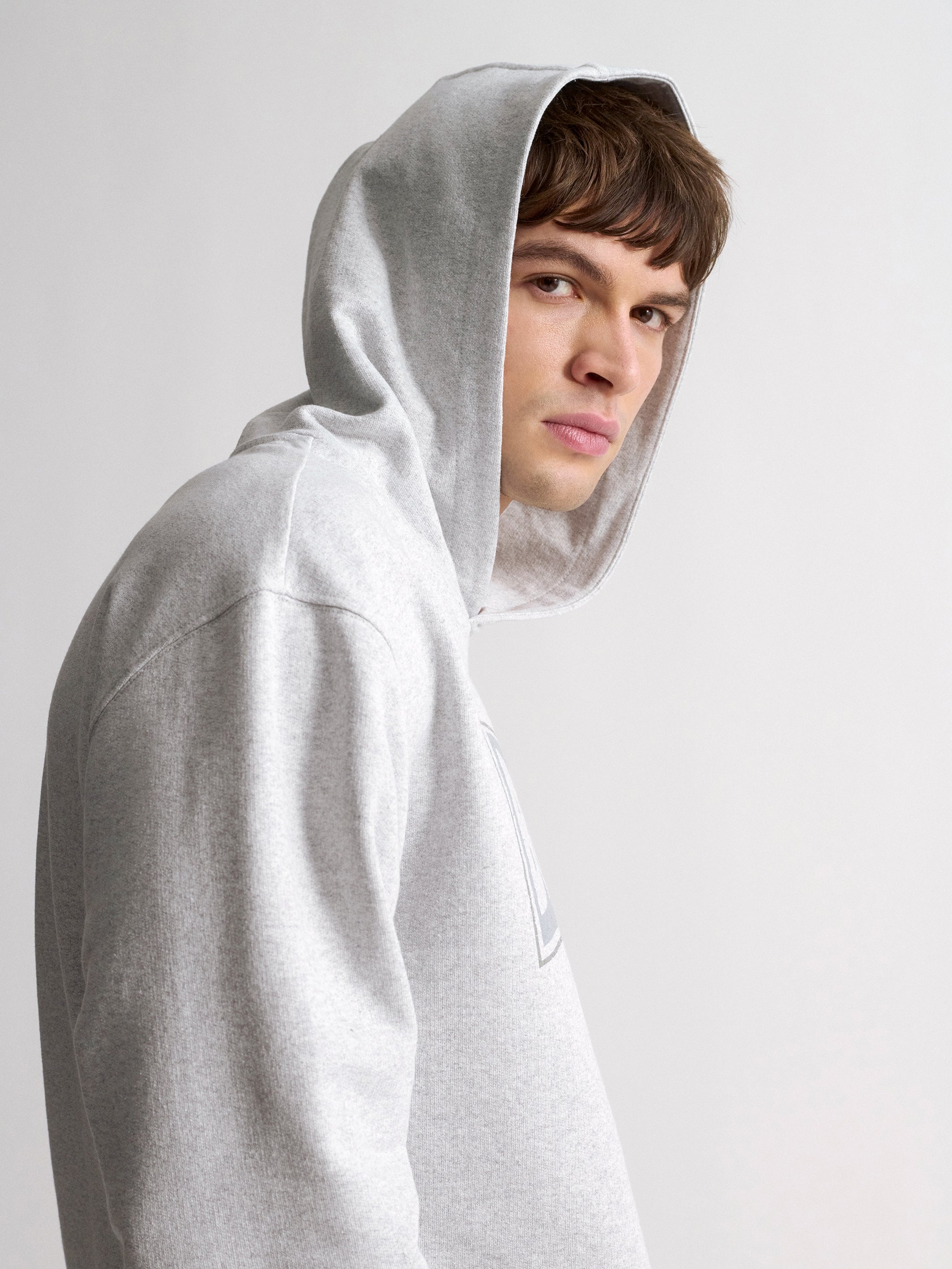 Men's Brooklyn Hooded Sweatshirt In Light Grey Melange - BROOKLYN INDUSTRIES