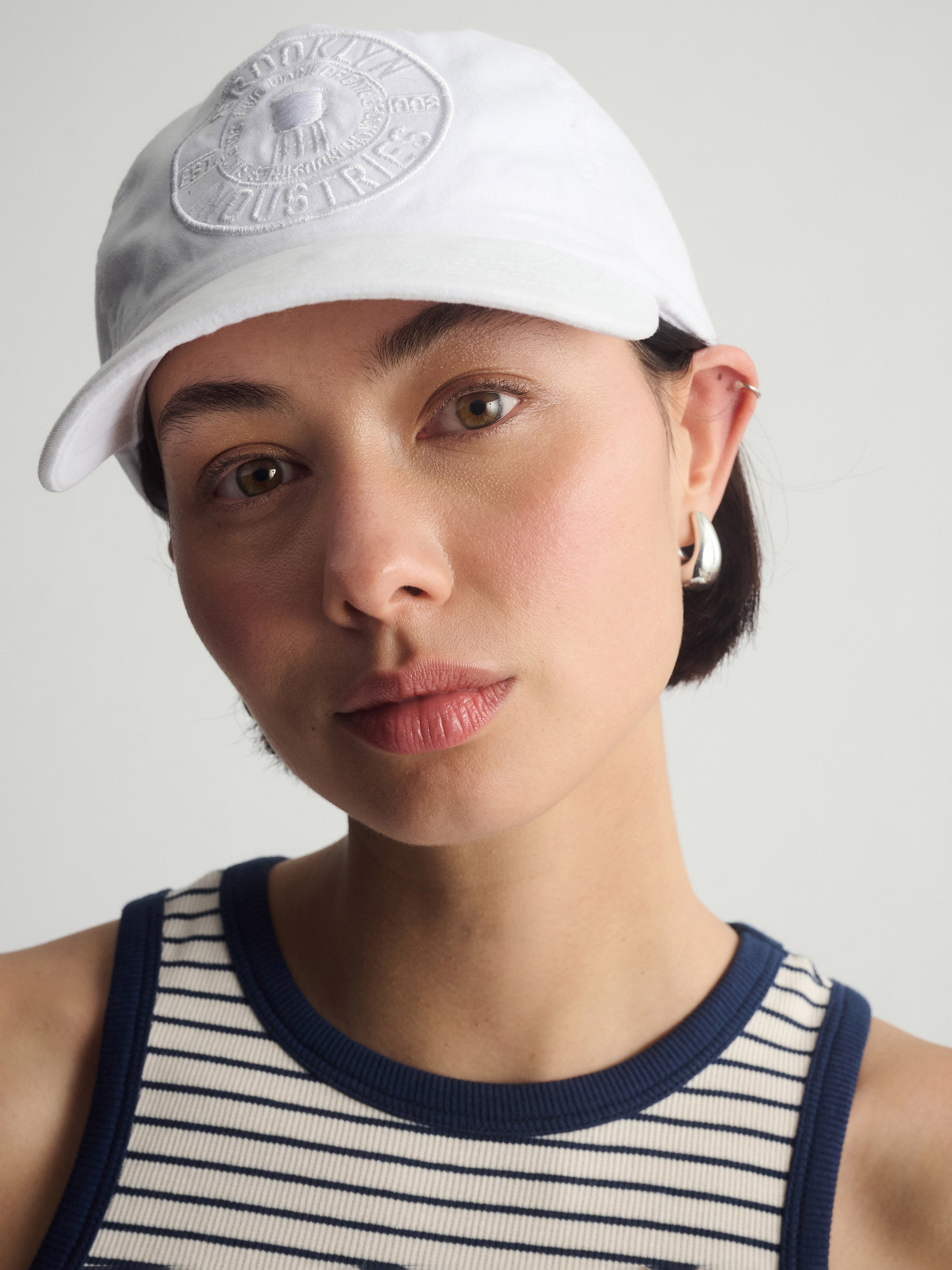 Women's Brooklyn Logo Cap in White - BROOKLYN INDUSTRIES