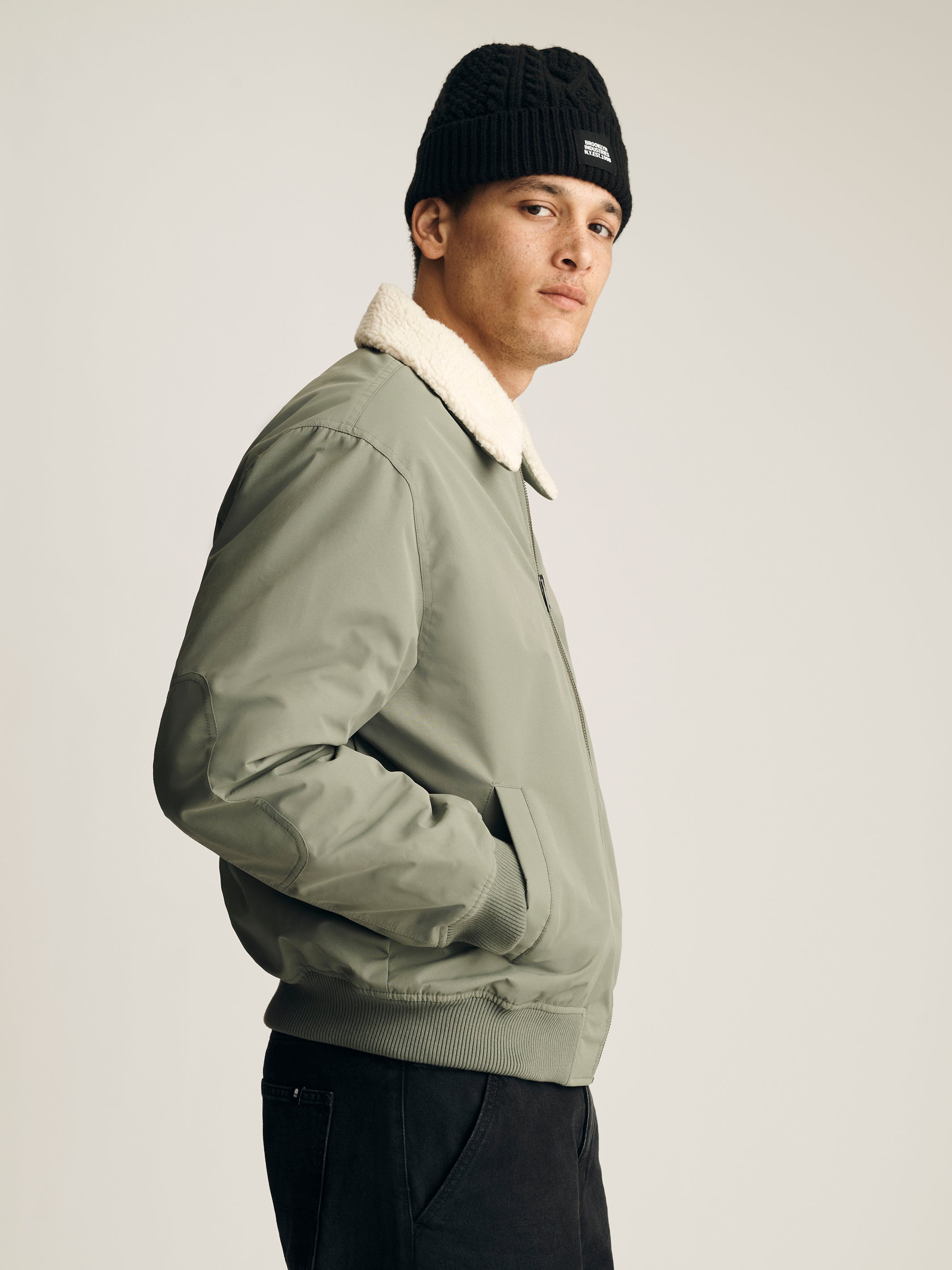 Men's Bomber Jacket in Agave Green - BROOKLYN INDUSTRIES