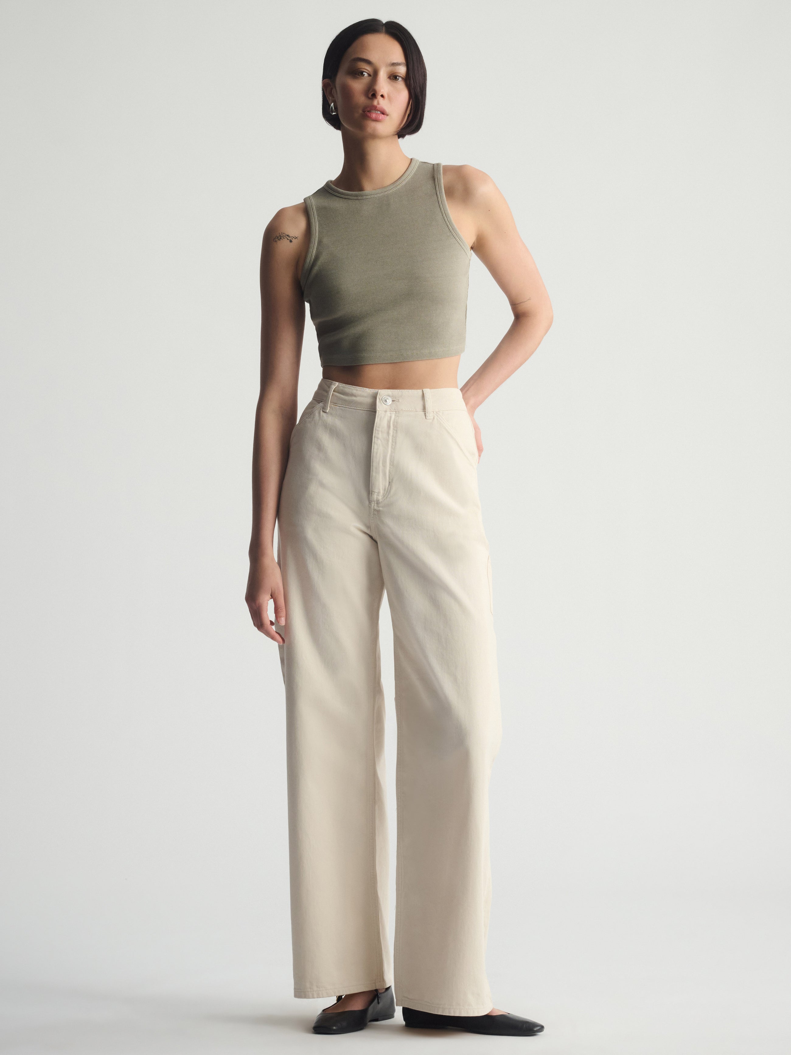 Women's Brooklyn Ribbed Crop Tank Top In Winter Twig - BROOKLYN INDUSTRIES