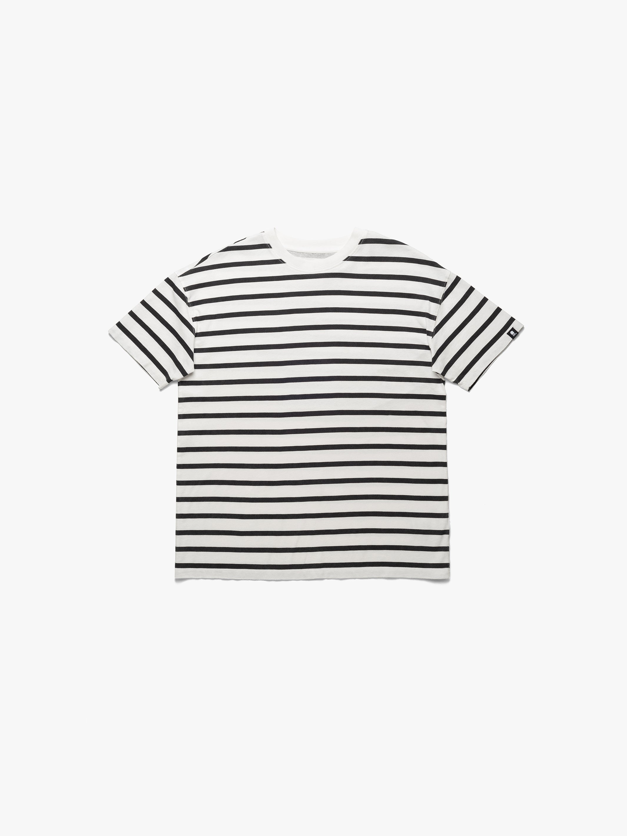 Women's Nassau Crew Neck Stripe T-Shirt In Black Striped - BROOKLYN INDUSTRIES