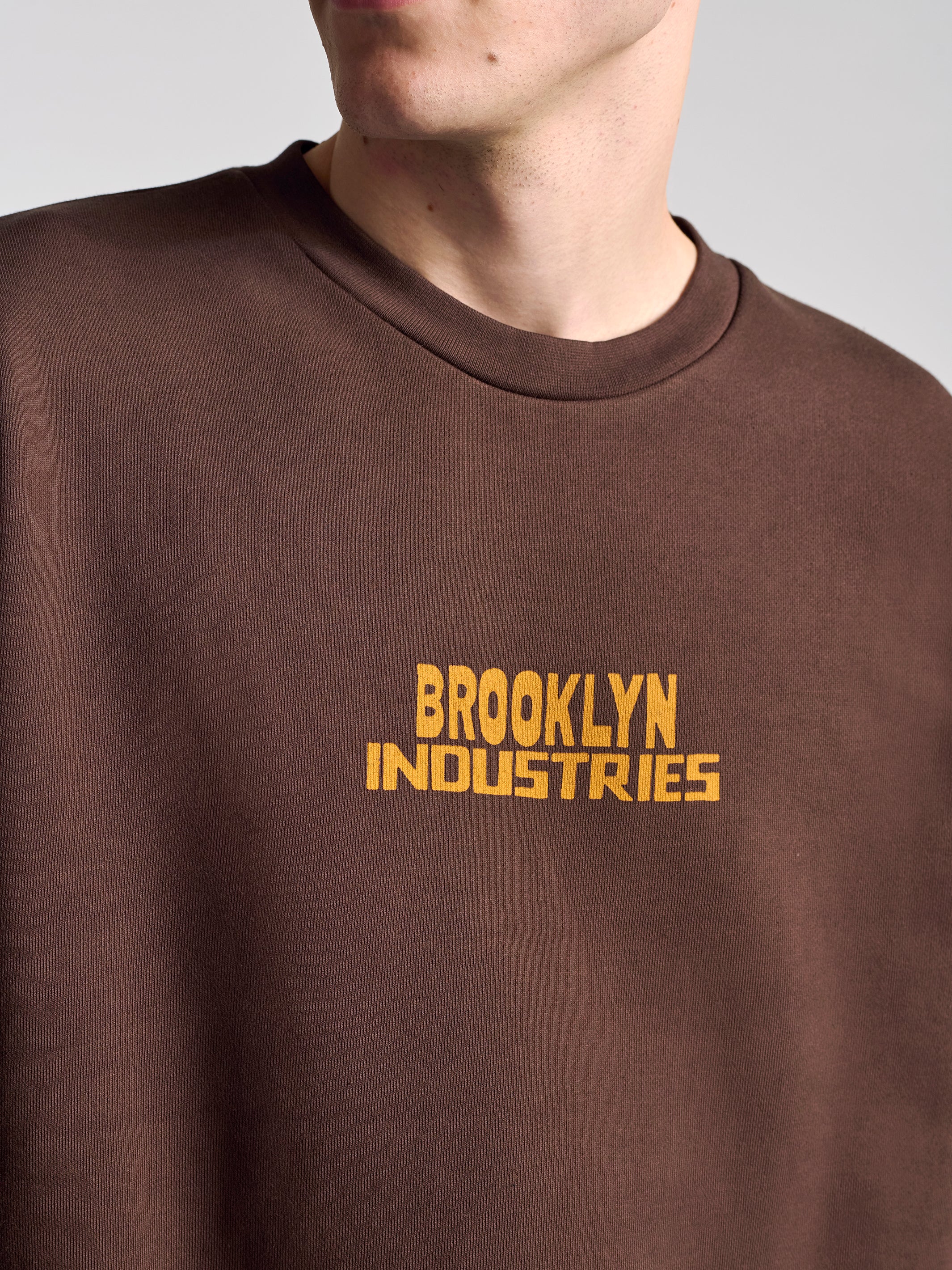 Men's Brooklyn Vintage Crew Neck Sweatshirt In Coffee Bean - BROOKLYN INDUSTRIES