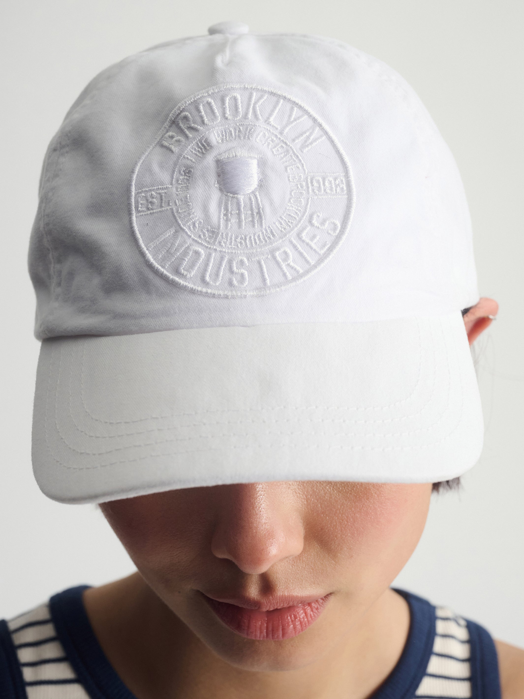 Women's Brooklyn Logo Cap in White - BROOKLYN INDUSTRIES