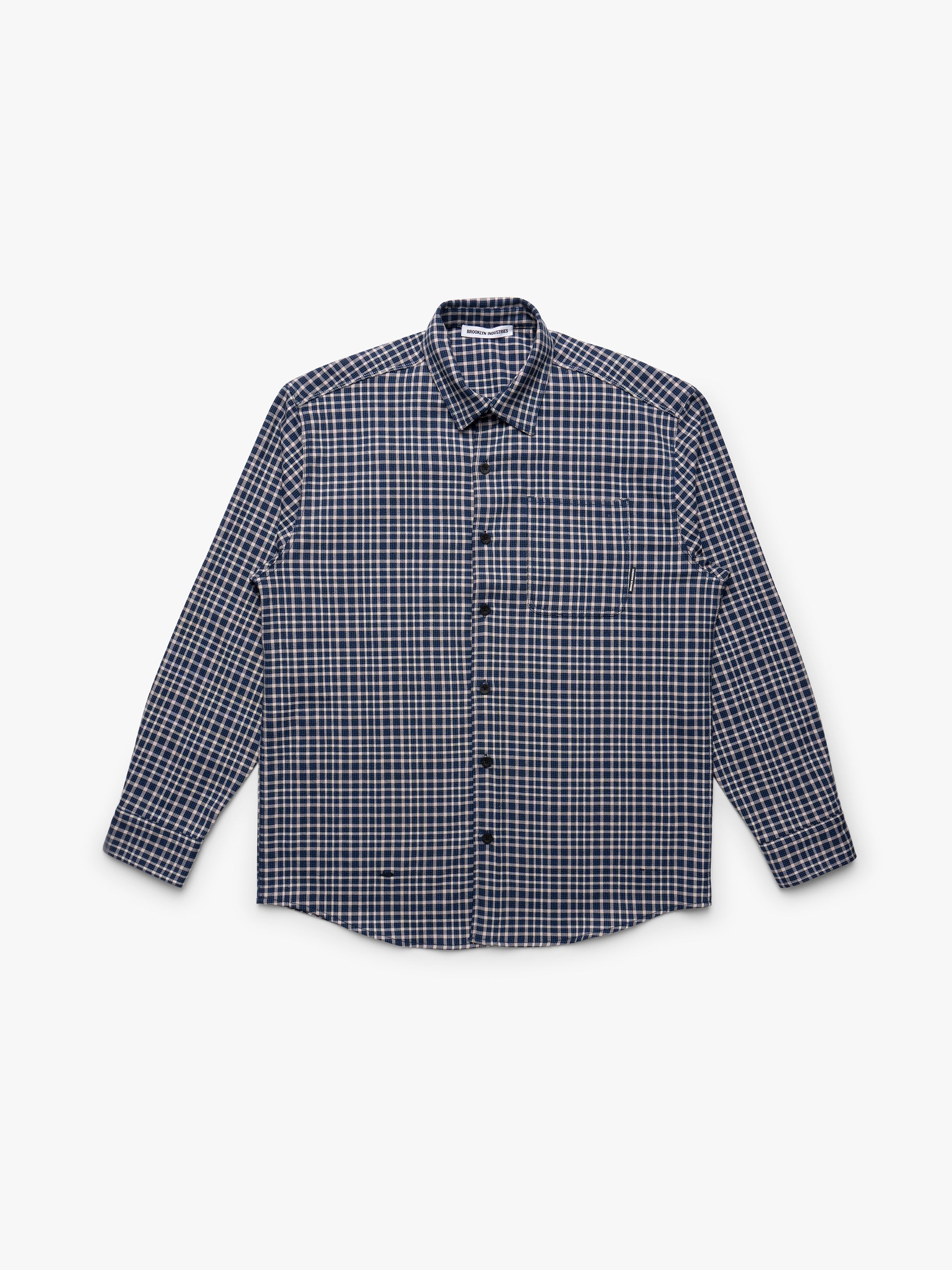 Men's Brooklyn Long Sleeve Plaid Shirt in Navy Check - BROOKLYN INDUSTRIES