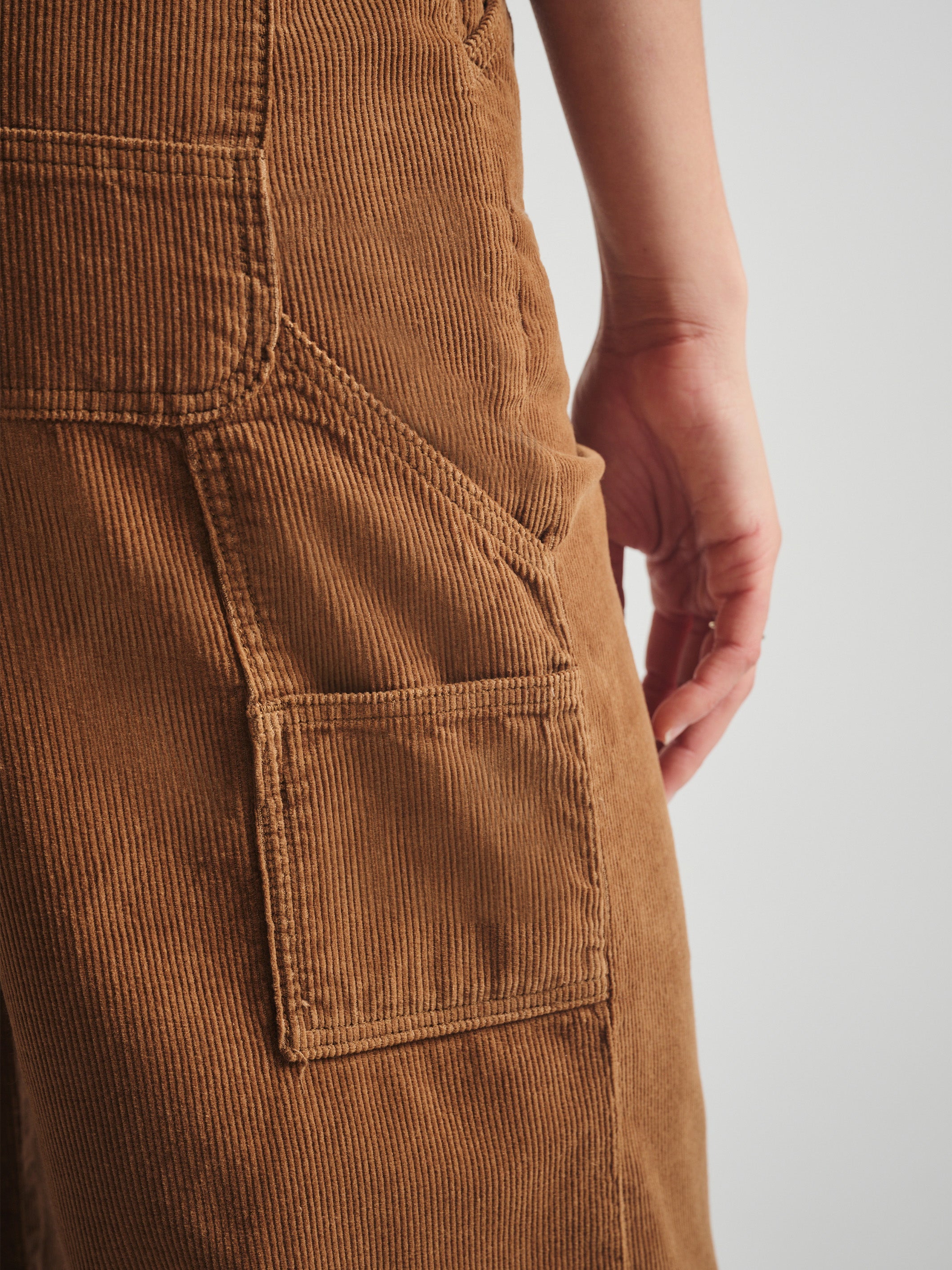 Women's Carpenter Pants in Light Brown Cord - BROOKLYN INDUSTRIES