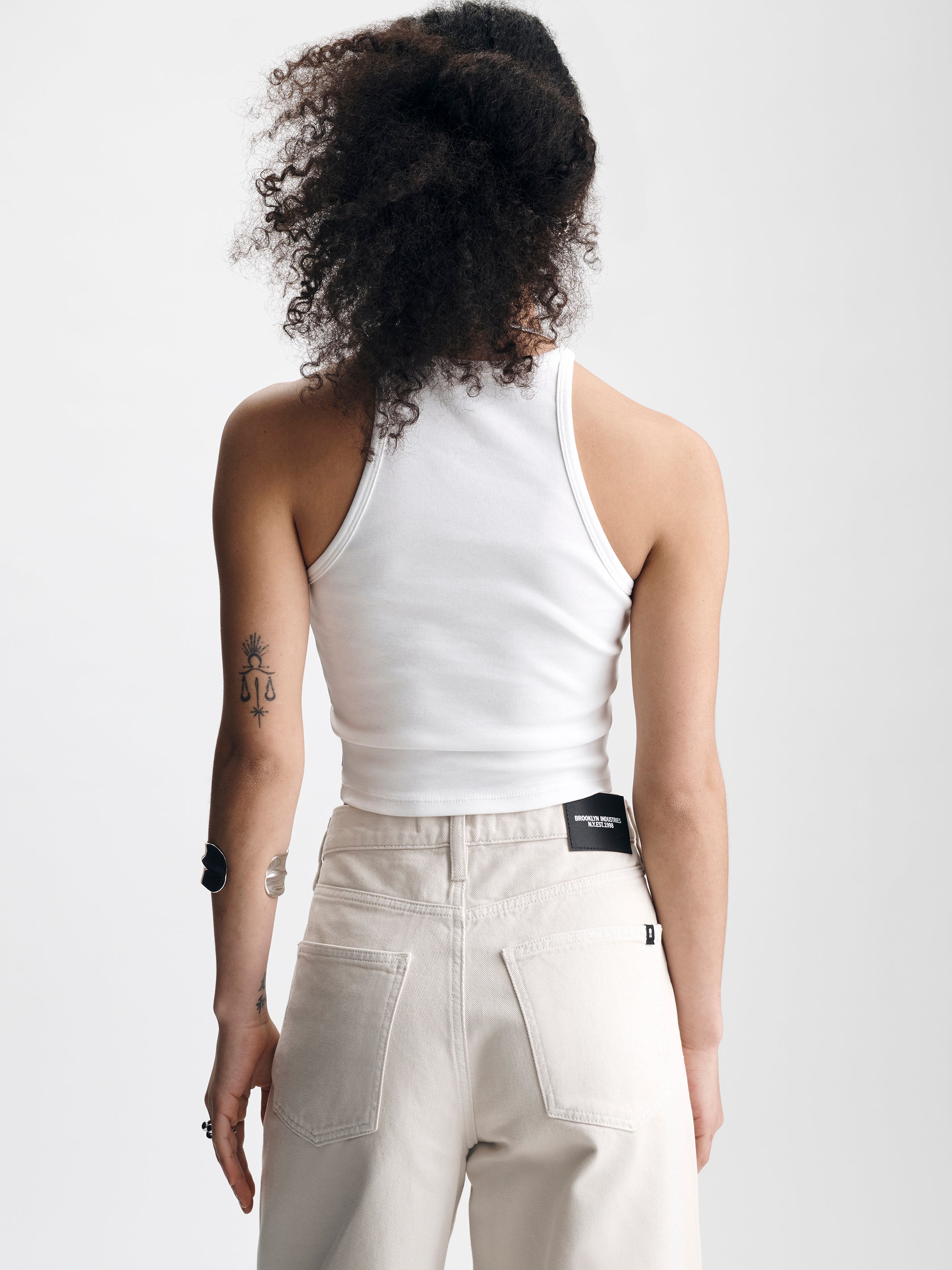 Women's High Neck Tank Top in White - BROOKLYN INDUSTRIES