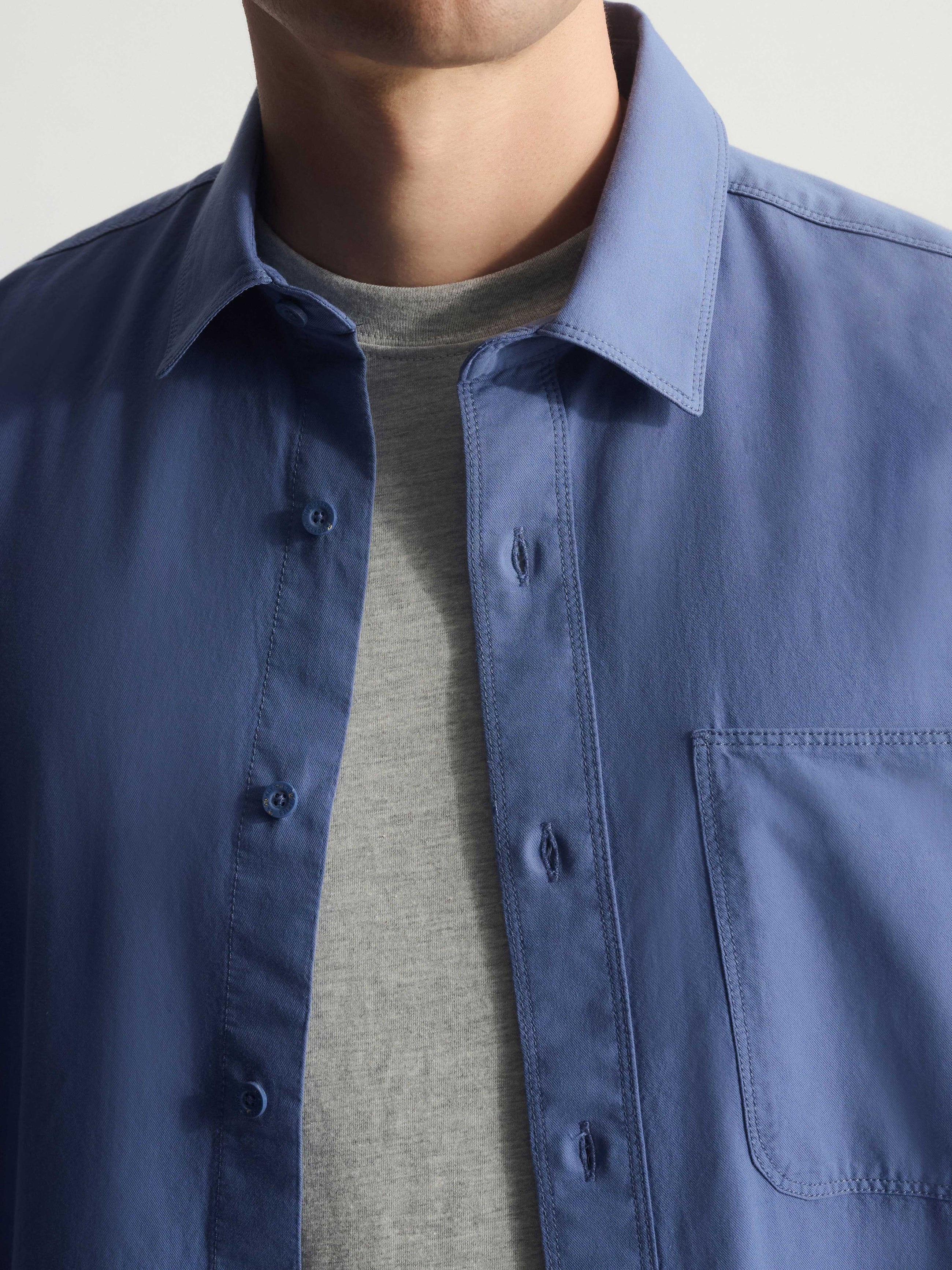 Men's Long Sleeve Shirt In Bijou Blue - BROOKLYN INDUSTRIES