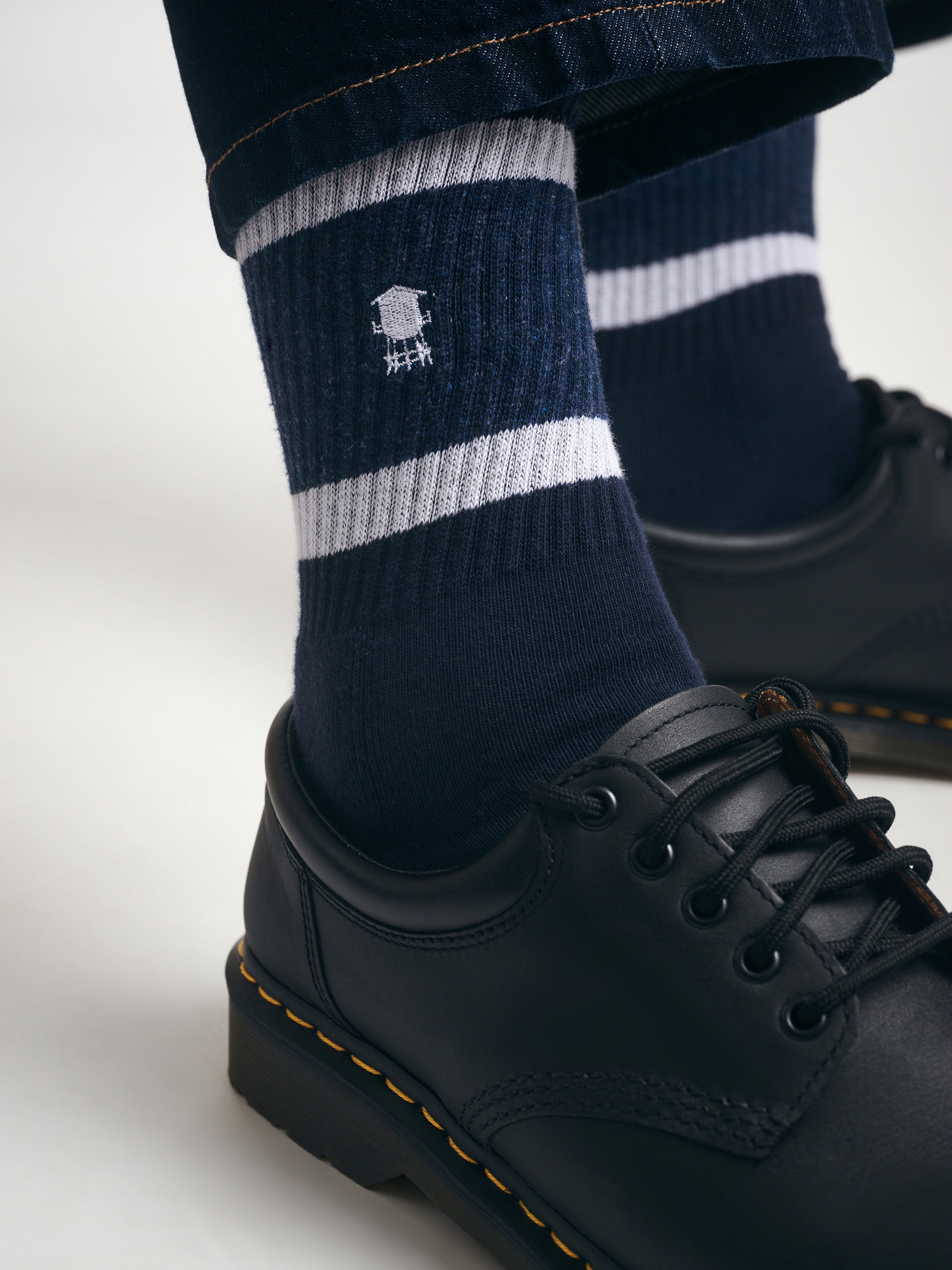 Men's Varsity Water Tower Socks in Black - BROOKLYN INDUSTRIES