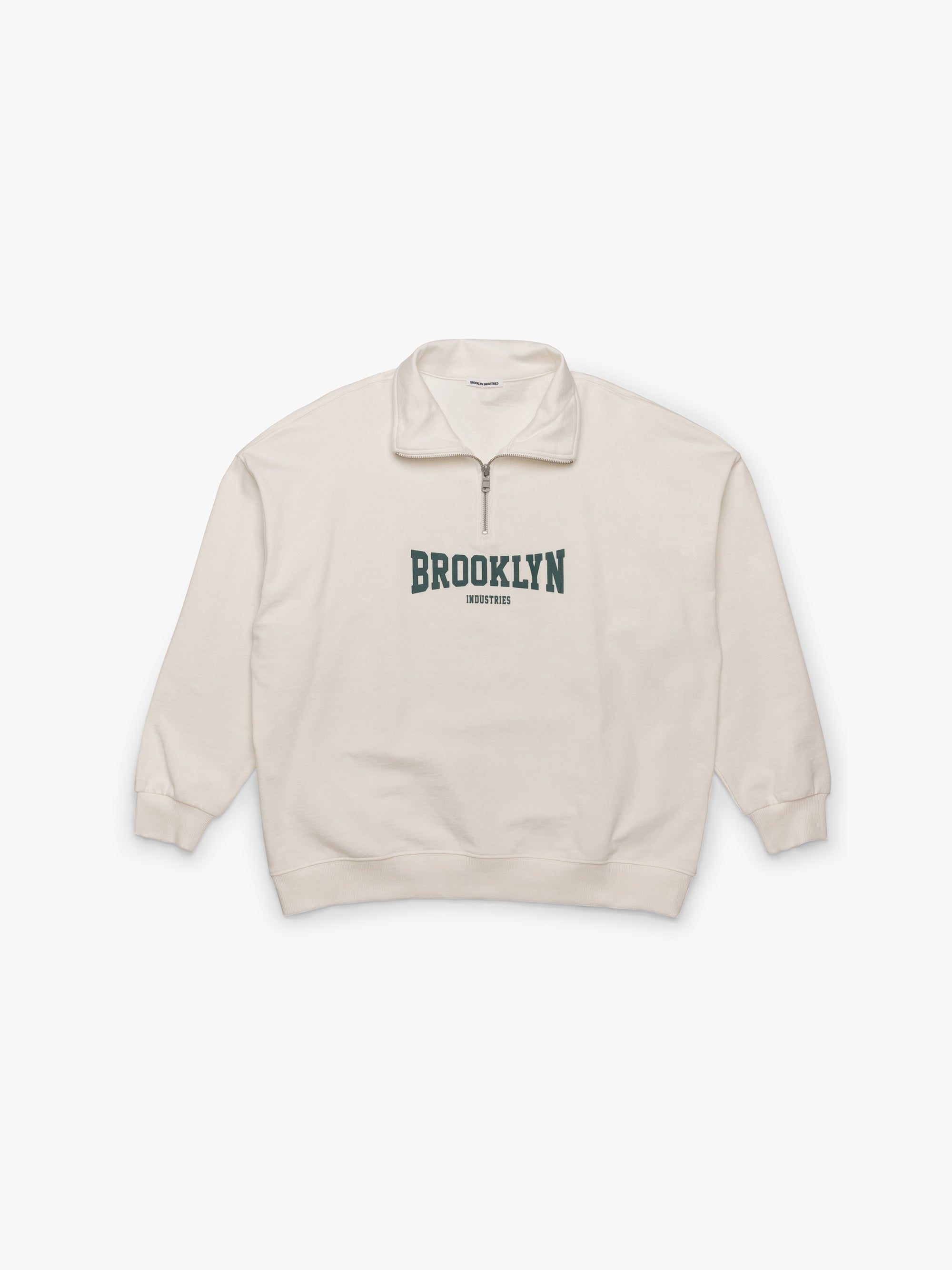 Women's Brooklyn Oversized Half-Zip Sweatshirt In Antique White - BROOKLYN INDUSTRIES