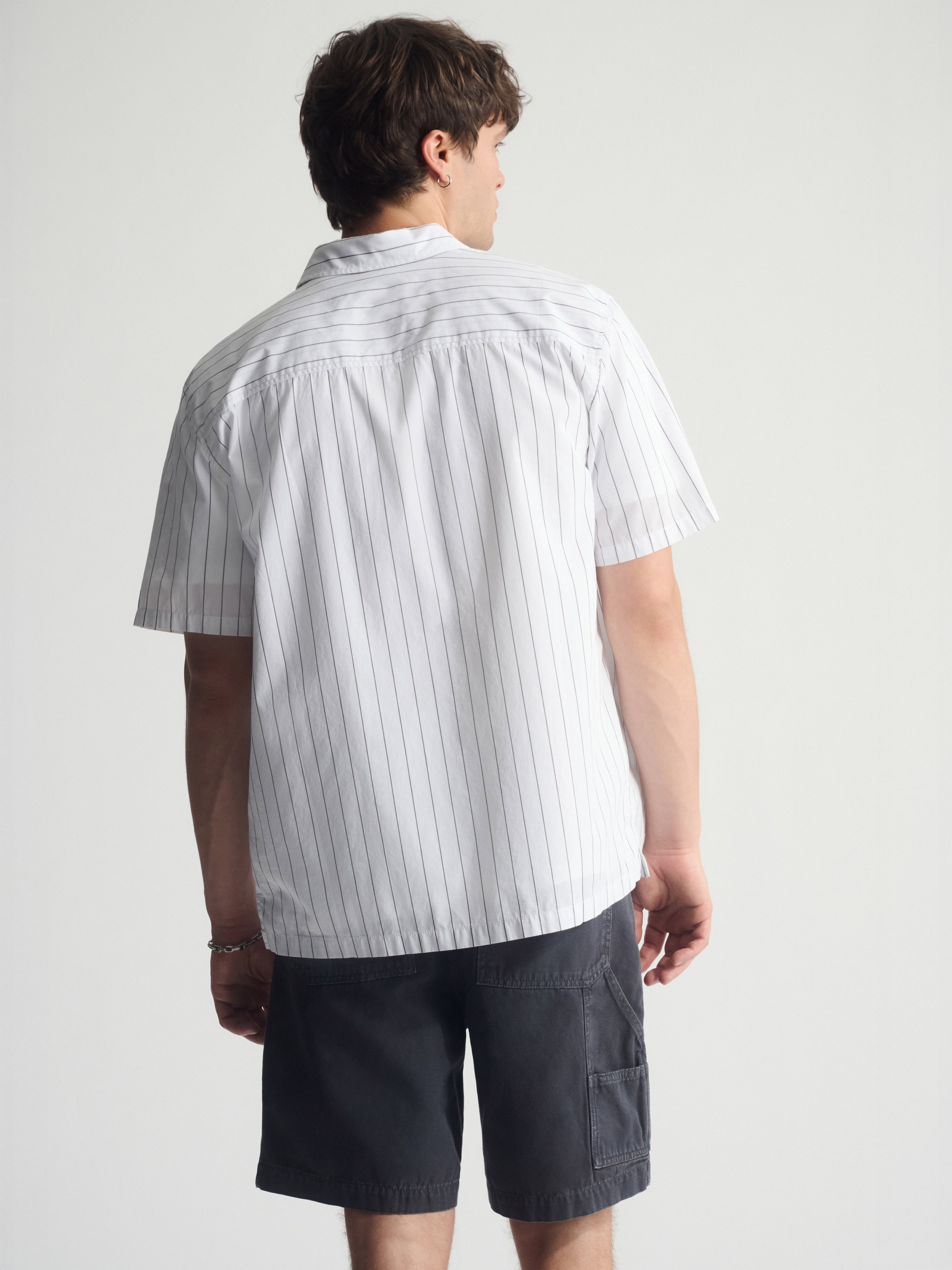 Men's Striped Short Sleeve Shirt In Castlerock - BROOKLYN INDUSTRIES