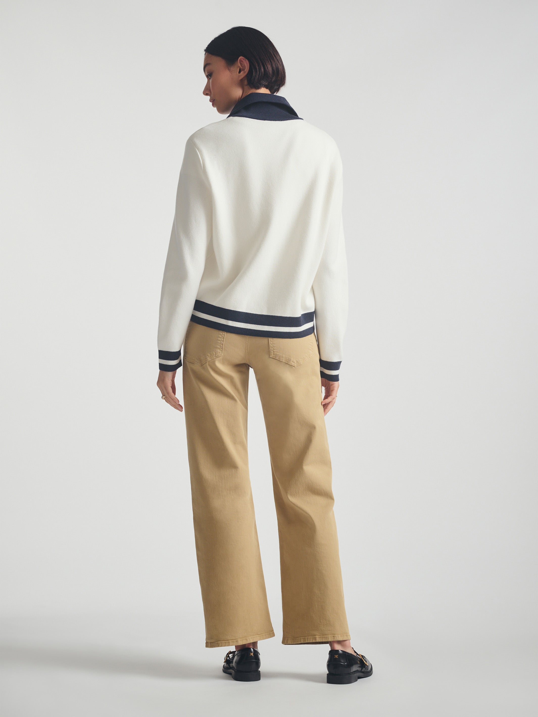 Women's Half Zip Sweater in Antique White - BROOKLYN INDUSTRIES