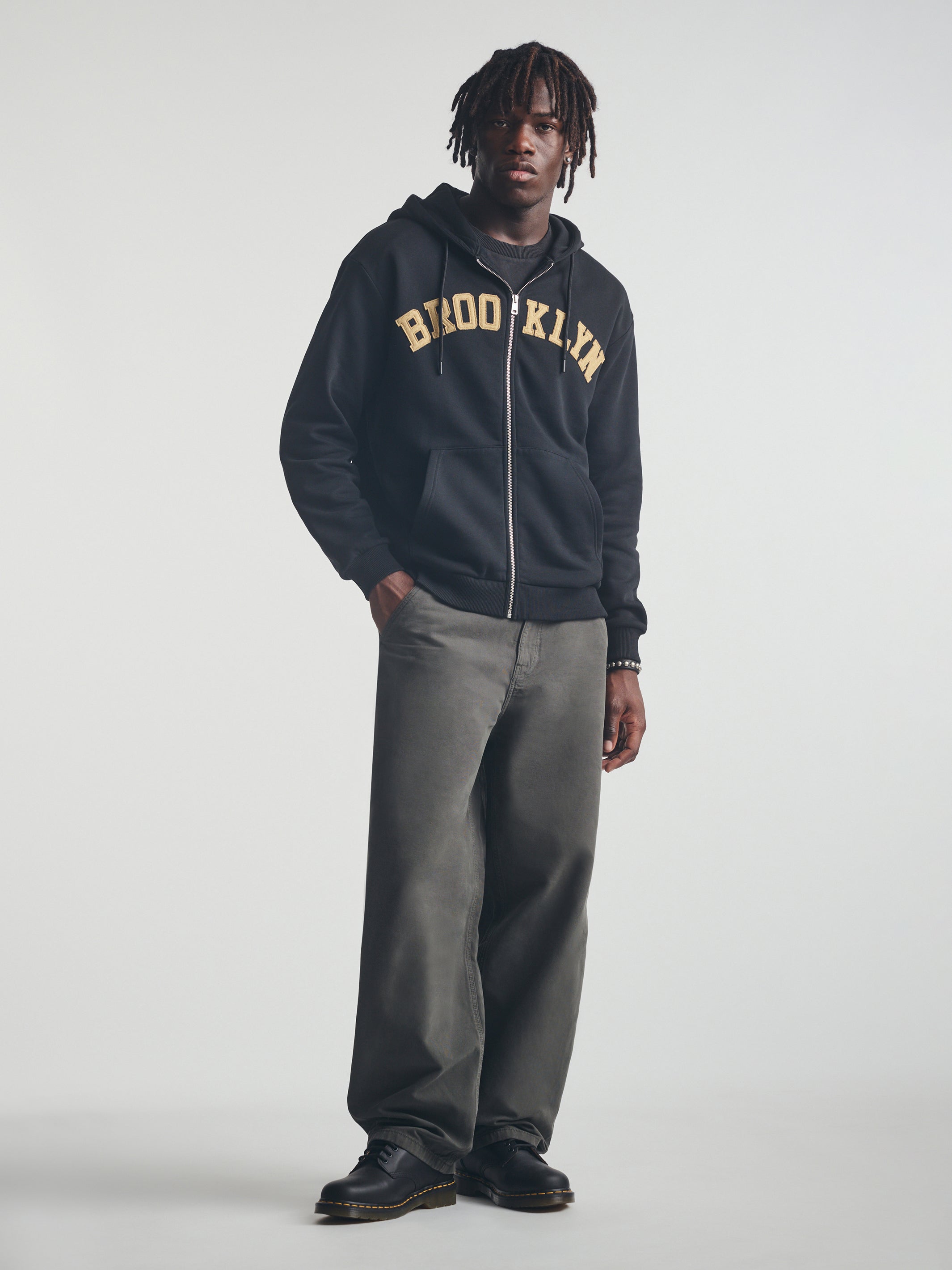 Men's Brooklyn Zip-Up Hoodie in Black - BROOKLYN INDUSTRIES