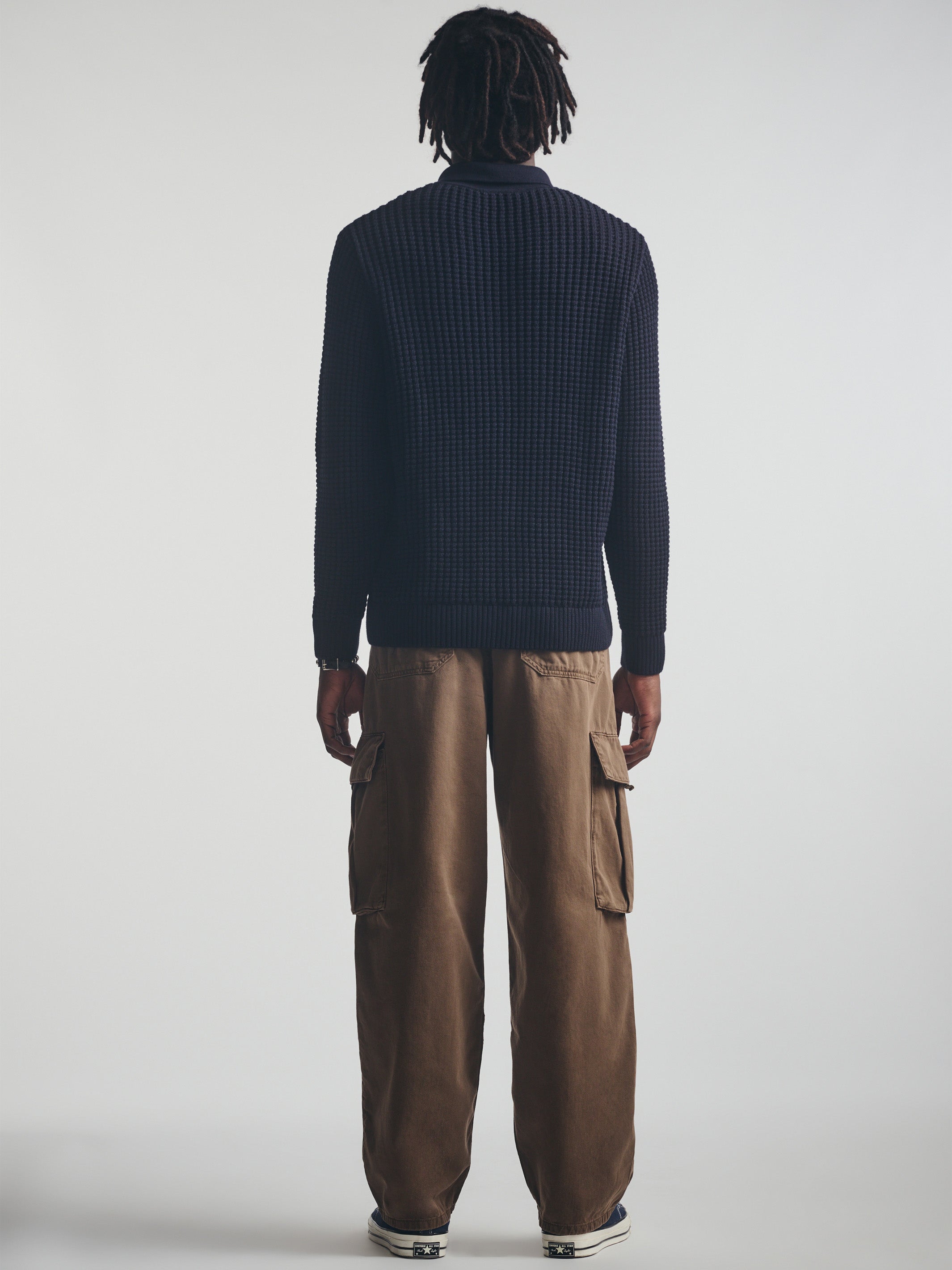 Men's Polo Sweater in Total Eclipse - BROOKLYN INDUSTRIES