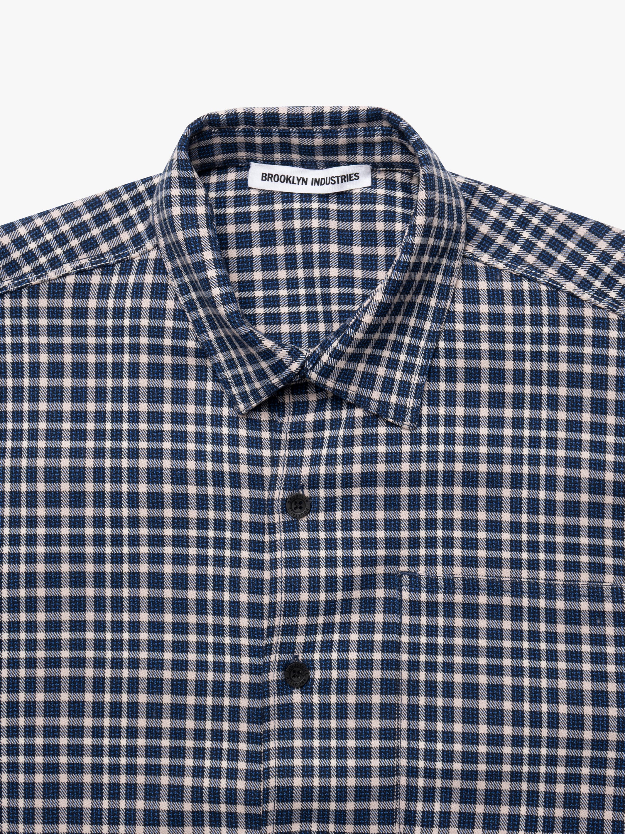 Men's Brooklyn Long Sleeve Plaid Shirt in Navy Check - BROOKLYN INDUSTRIES