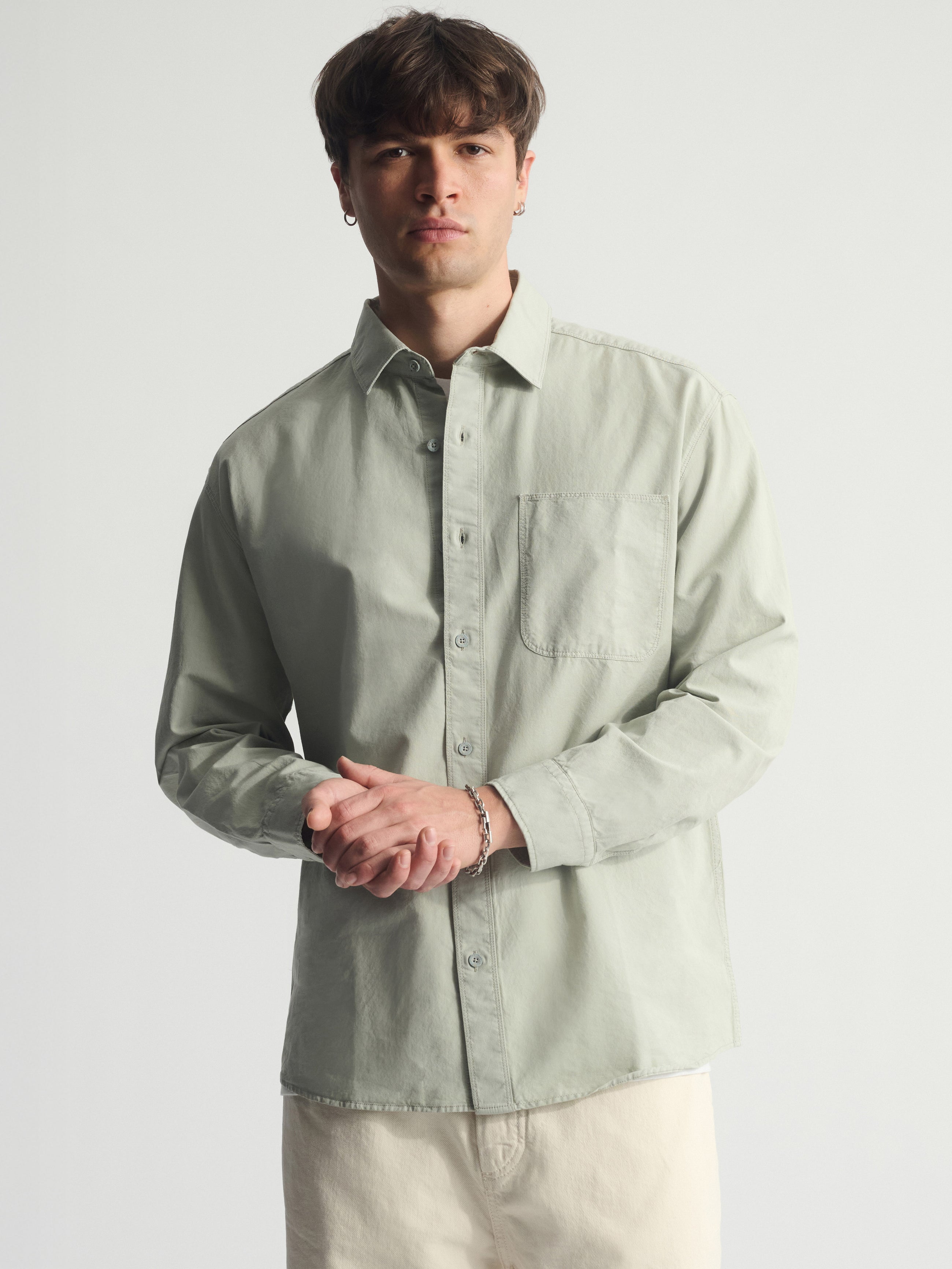 Men's Long Sleeve Shirt In Puritan Gray - BROOKLYN INDUSTRIES