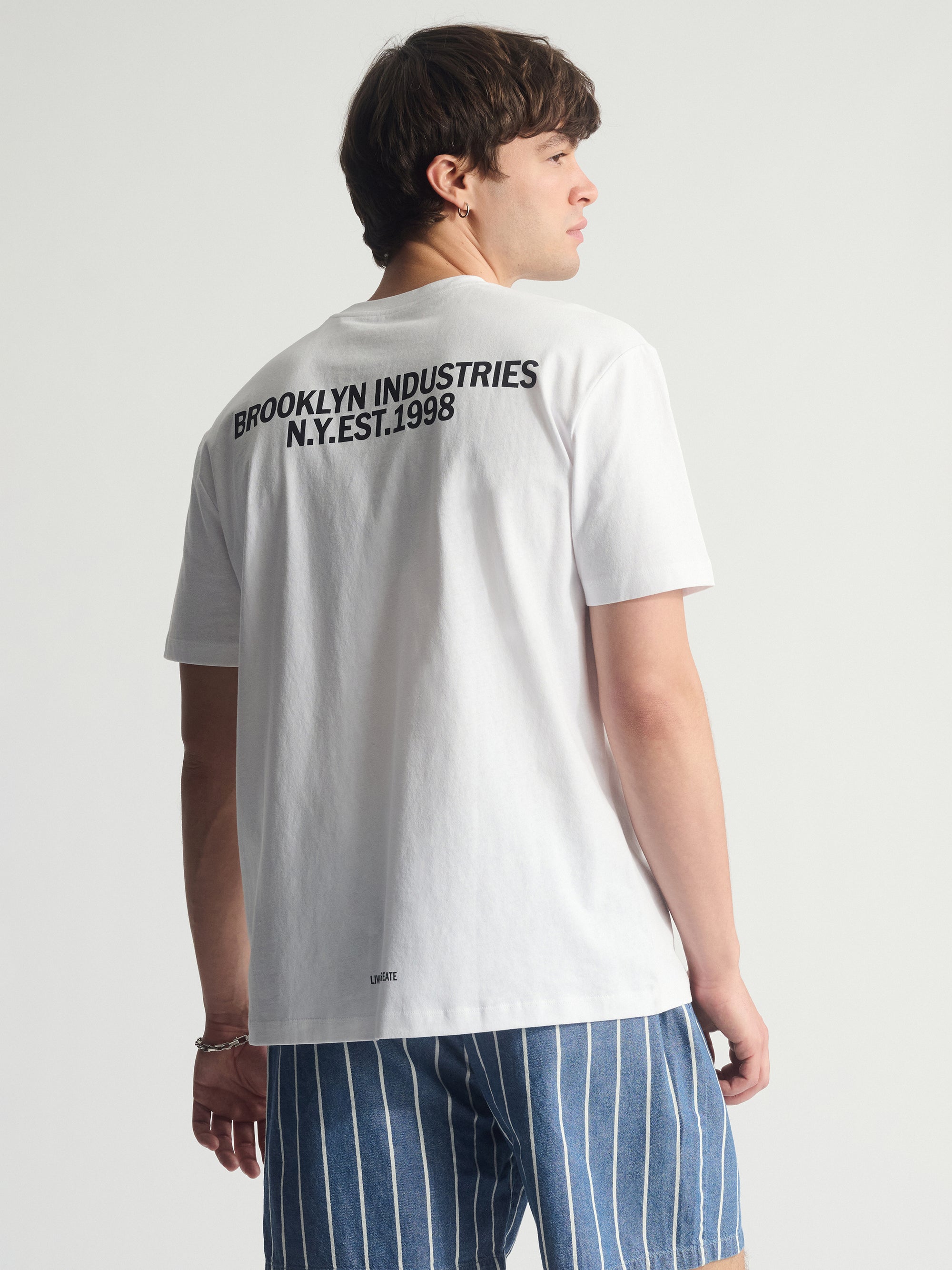 Men's Brooklyn Logo Cotton T-Shirt In White - BROOKLYN INDUSTRIES