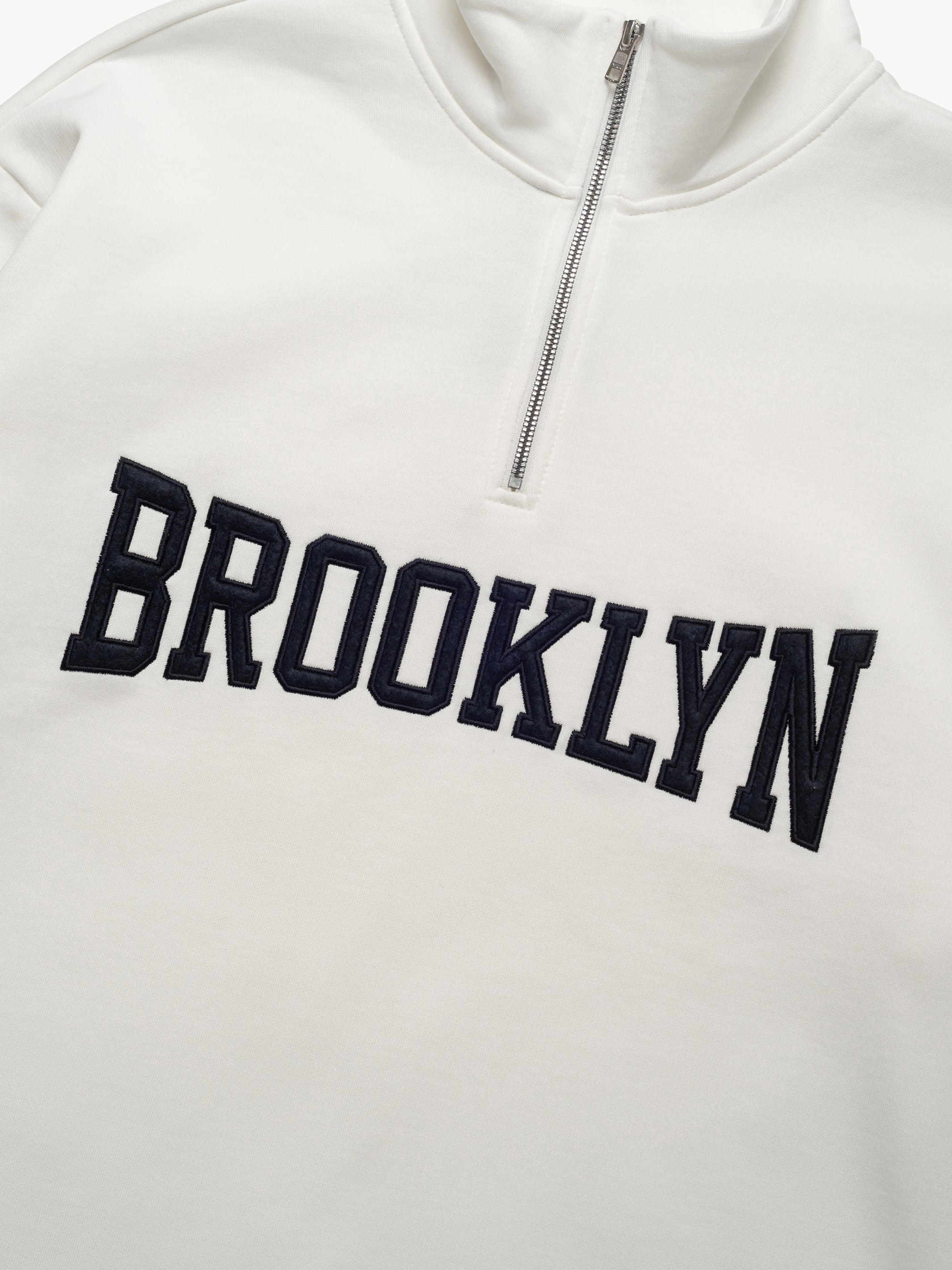 Men's Campus Half Zip Sweatshirt In Antique White - BROOKLYN INDUSTRIES