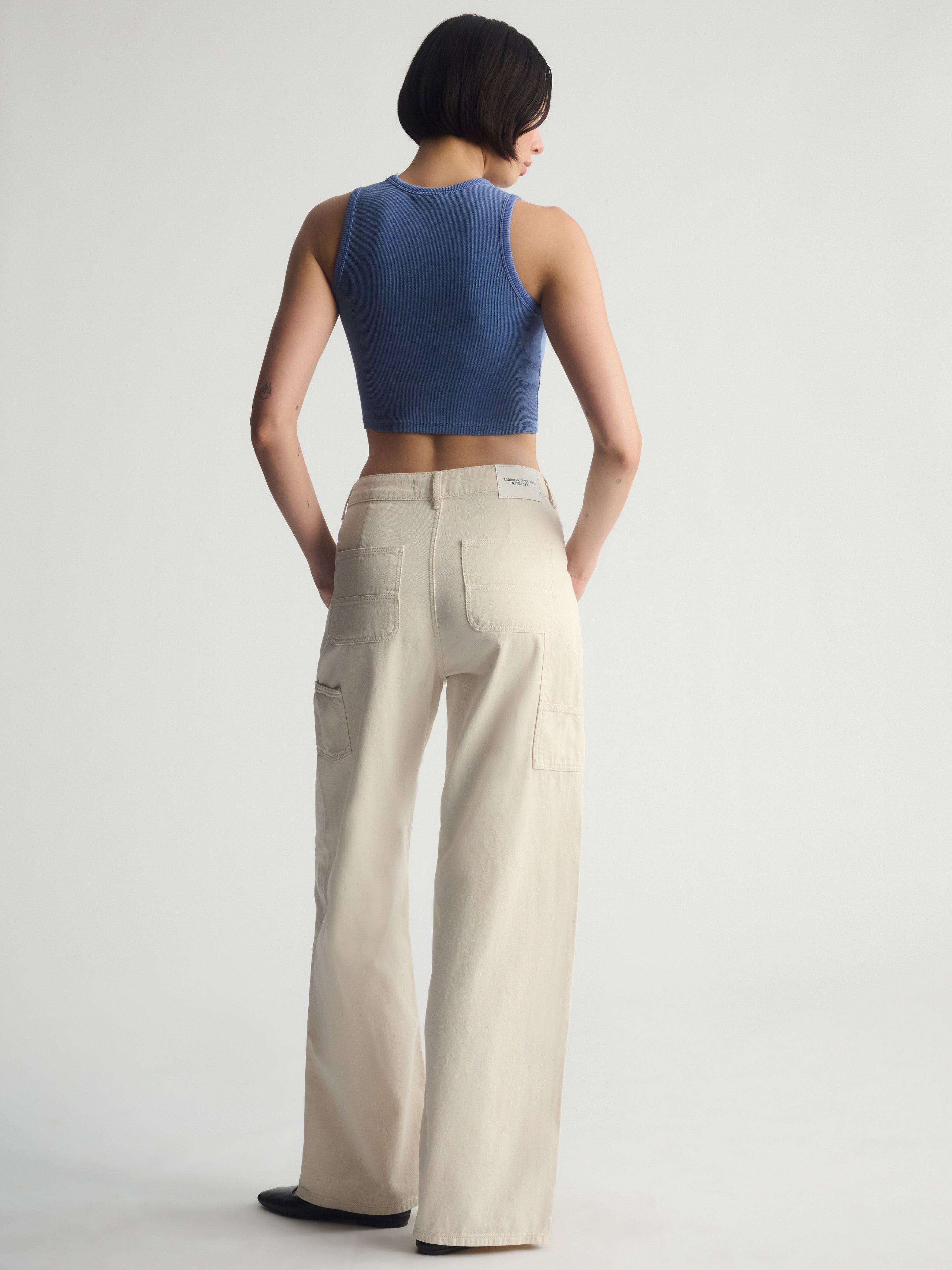 Women's Brooklyn Ribbed Crop Tank Top In Bijou Blue - BROOKLYN INDUSTRIES