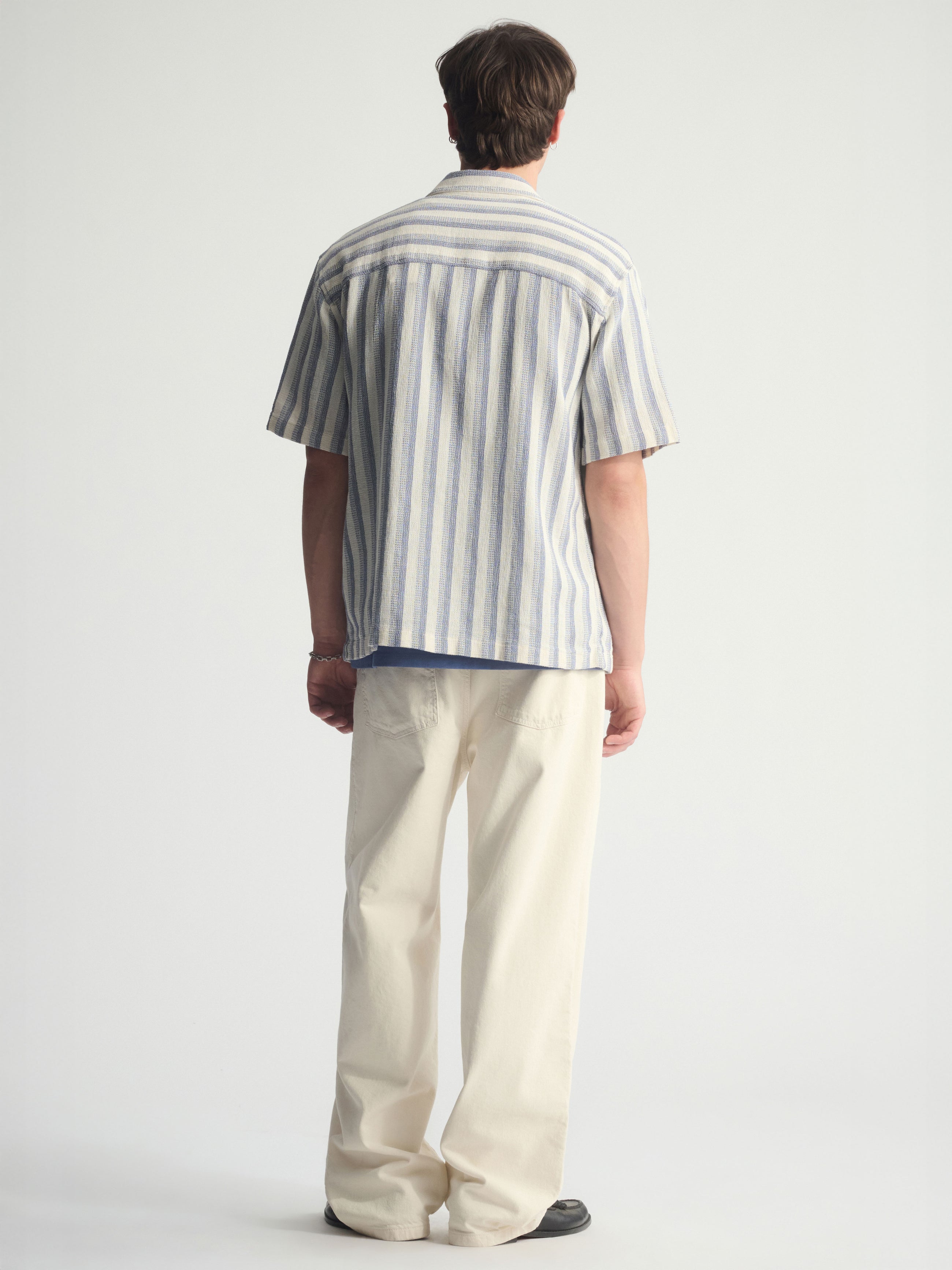 Men's Striped Short Sleeve Shirt In Turtledove - BROOKLYN INDUSTRIES