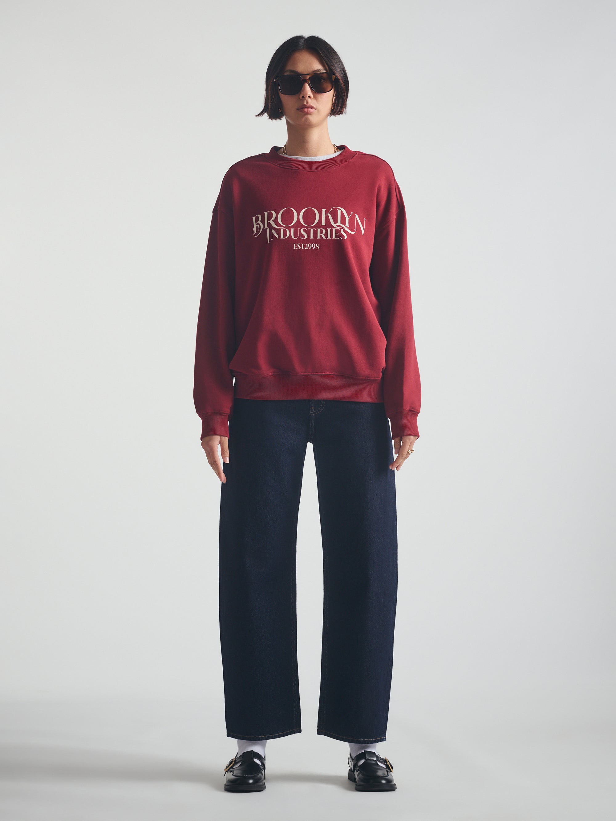 Women's Brooklyn 1988 Sweatshirt in Biking Red - BROOKLYN INDUSTRIES