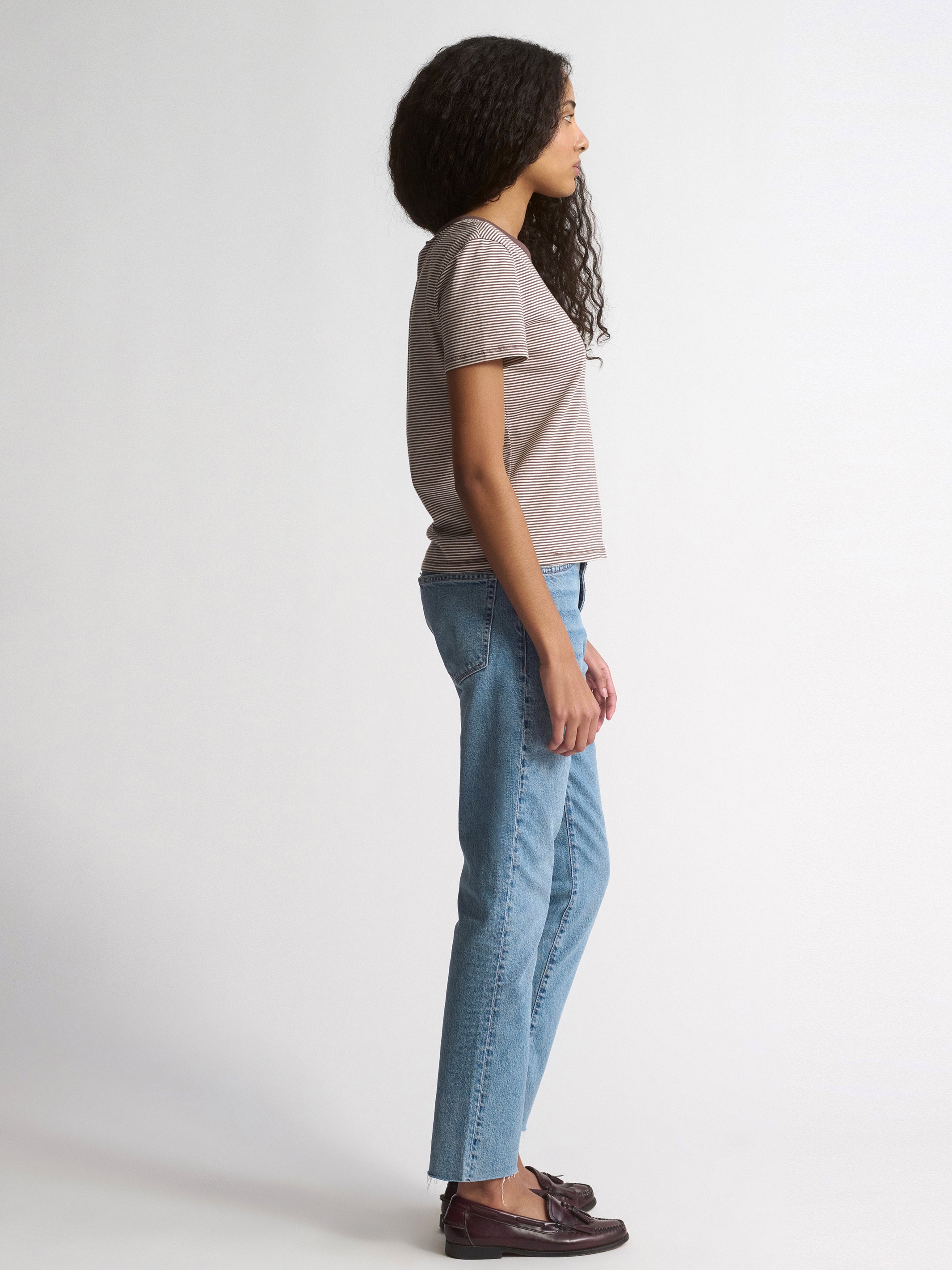 Women's Brooklyn Striped Slim T-Shirt In Chocolate Martini Stripe - BROOKLYN INDUSTRIES