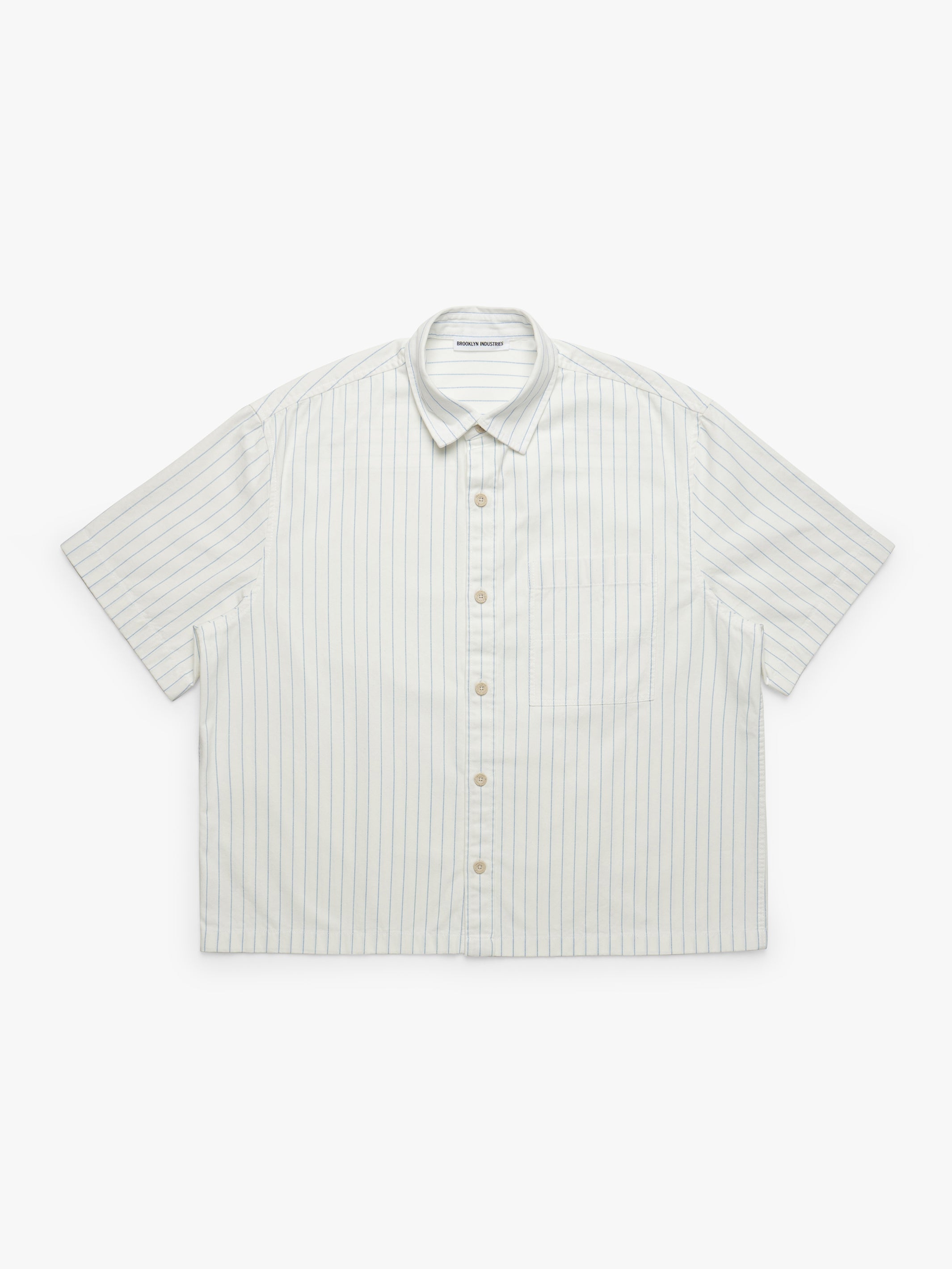 Men's Brooklyn Striped Short Sleeve Shirt In Bel Air Blue - BROOKLYN INDUSTRIES