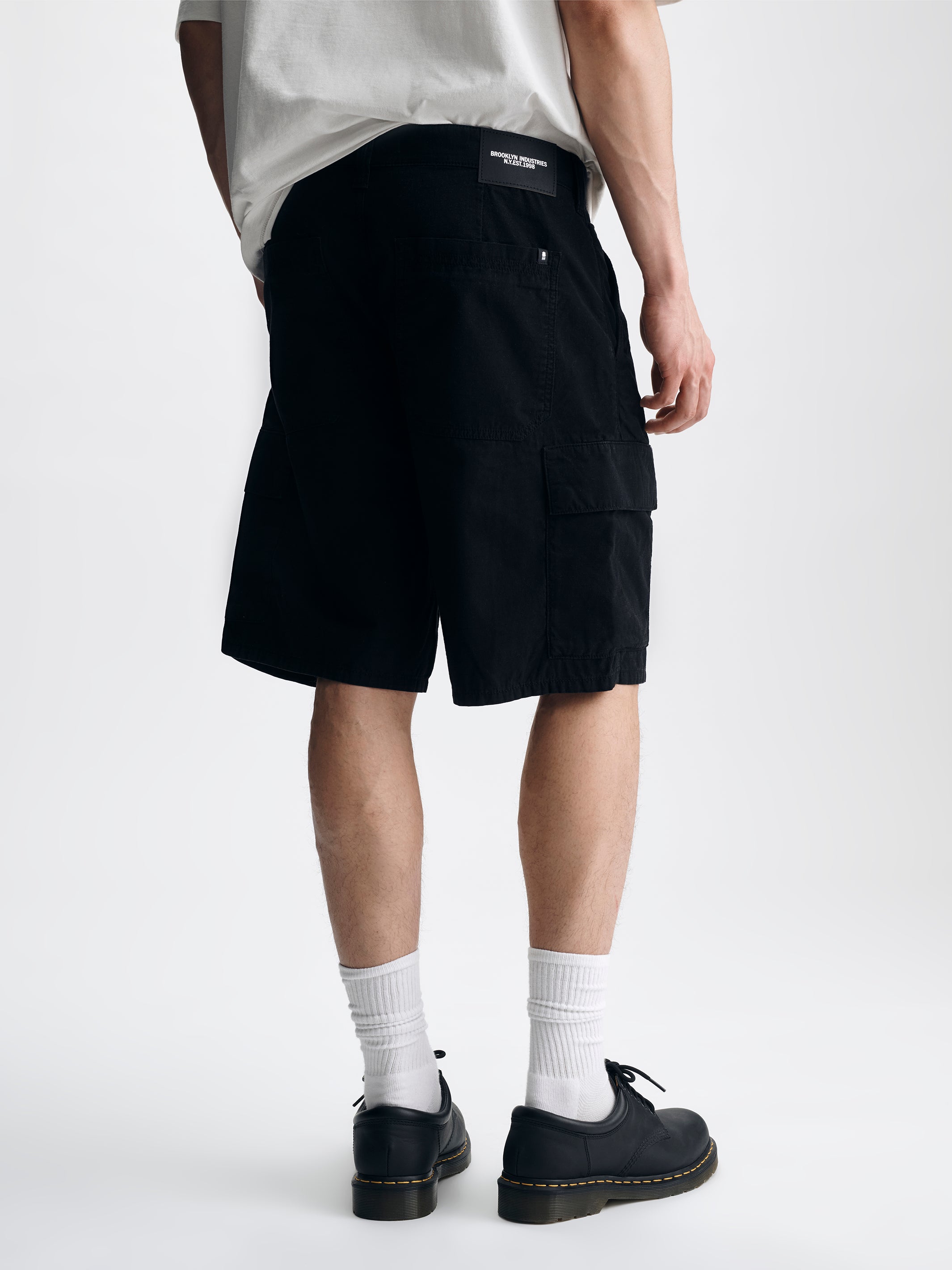 Men's Graham Cargo Shorts in Black Colored Ripstop - BROOKLYN INDUSTRIES