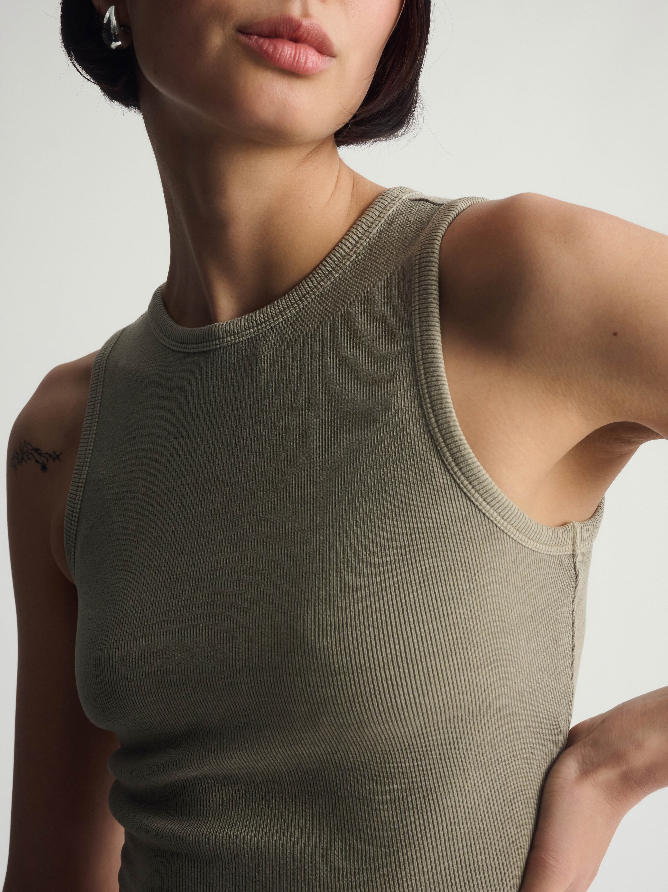 Women's Brooklyn Ribbed Crop Tank Top In Winter Twig - BROOKLYN INDUSTRIES