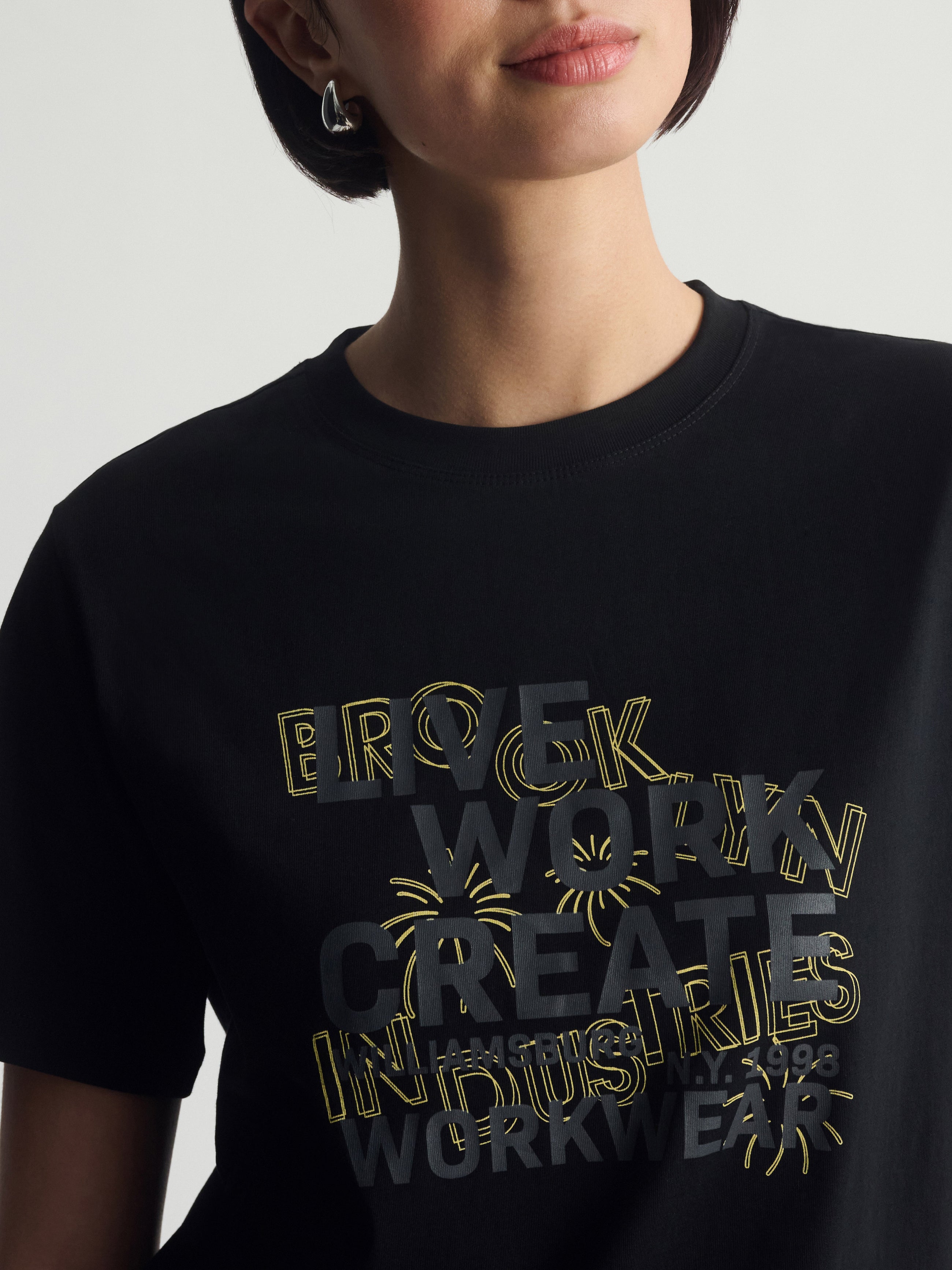 Women's Brooklyn Live Work Create T-Shirt In Black - BROOKLYN INDUSTRIES