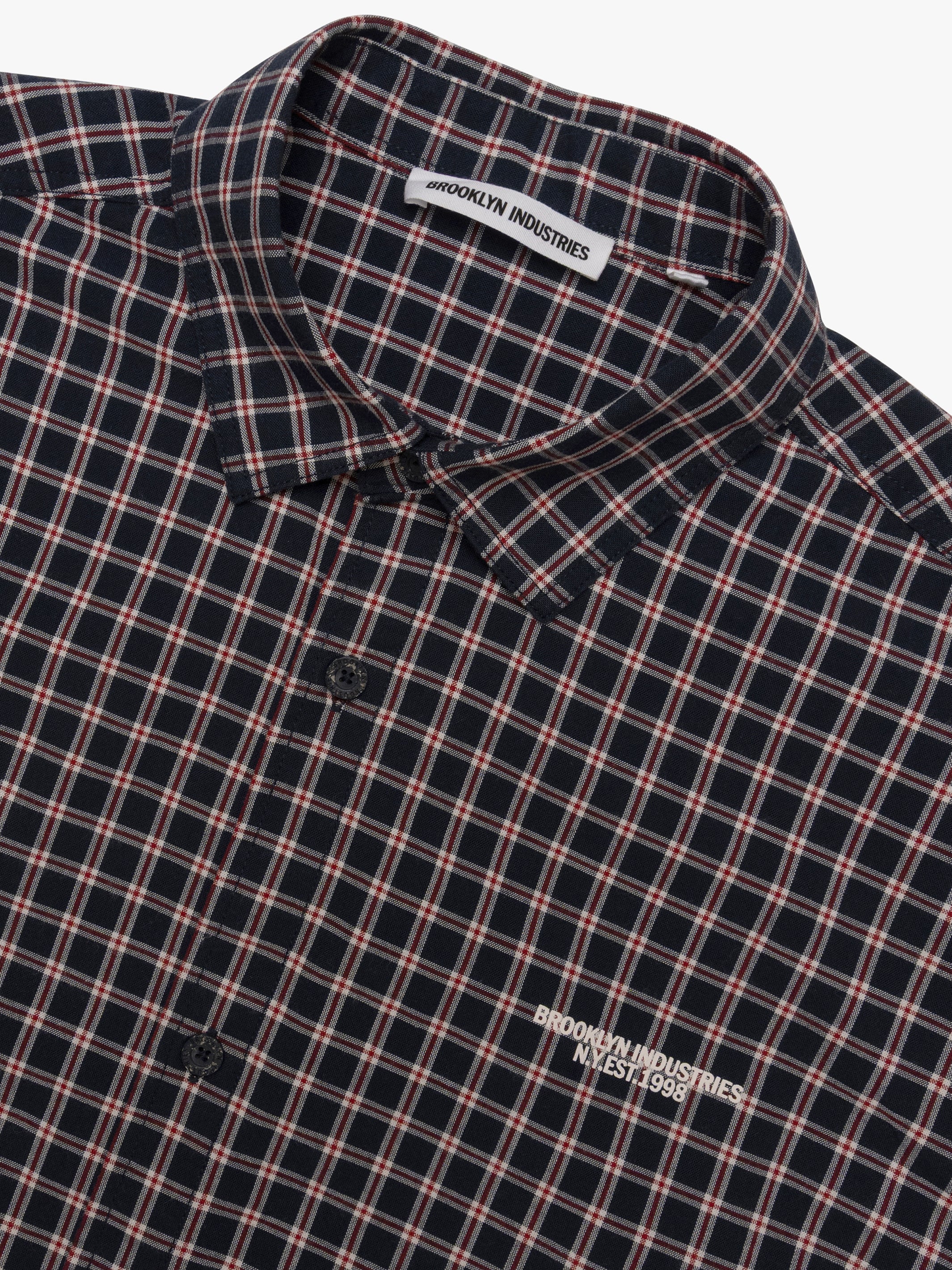 Men's Brooklyn Check Short Sleeve Shirt In Total Eclipse Check - BROOKLYN INDUSTRIES