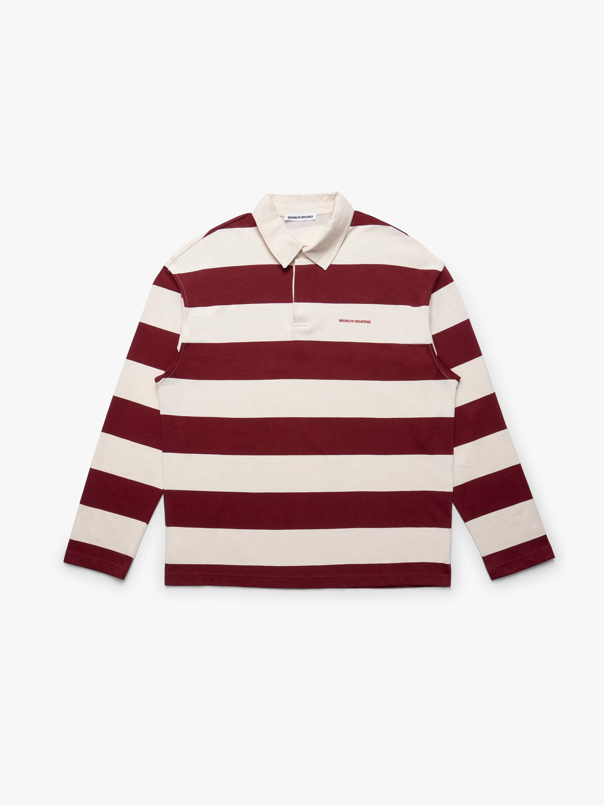 Men's Brooklyn Long Sleeve Striped Rugby T-Shirt in Biking Red Striped