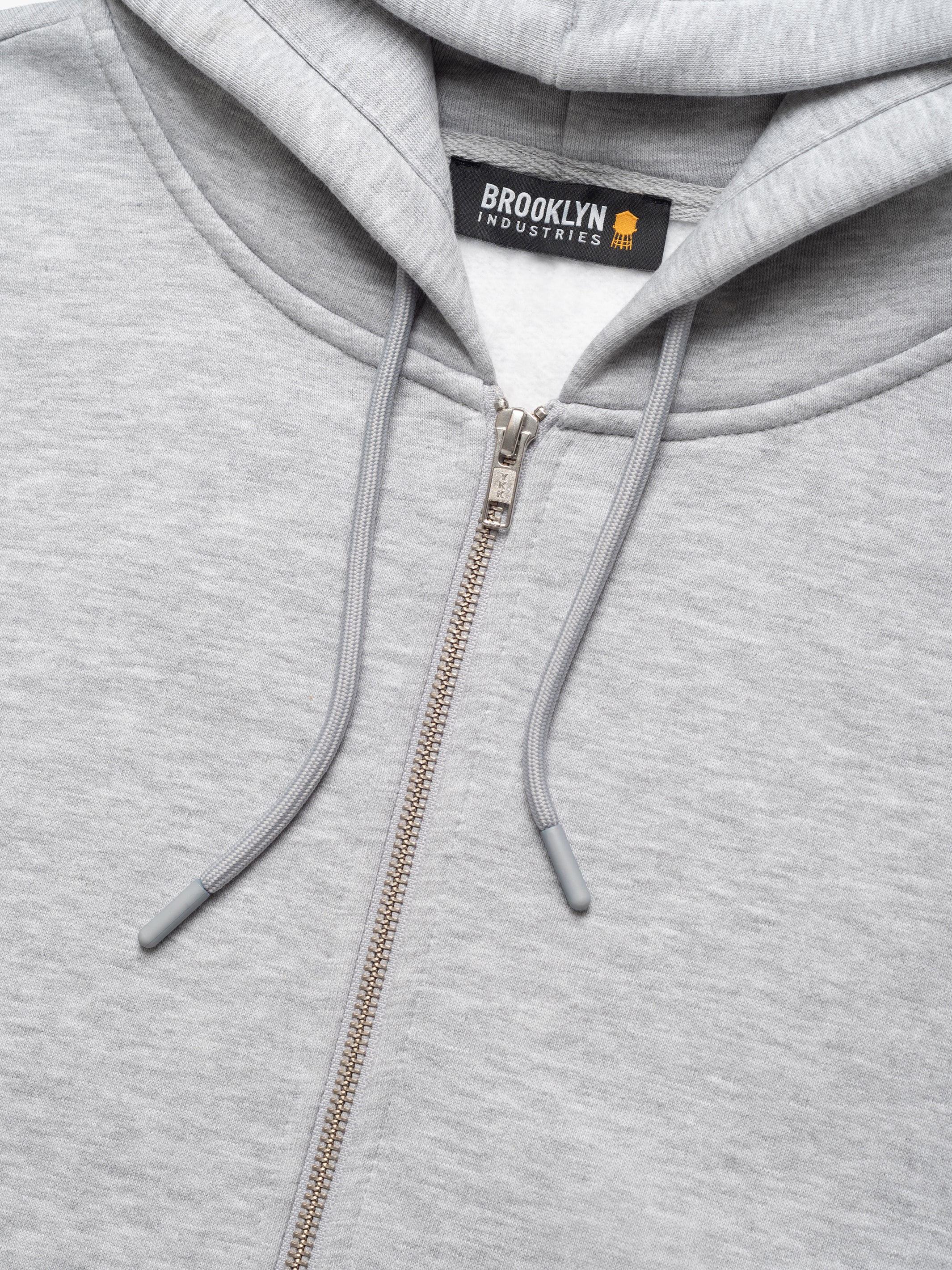 Men's Montrose Zip Up Hooded Sweatshirt In Grey Melange - BROOKLYN INDUSTRIES
