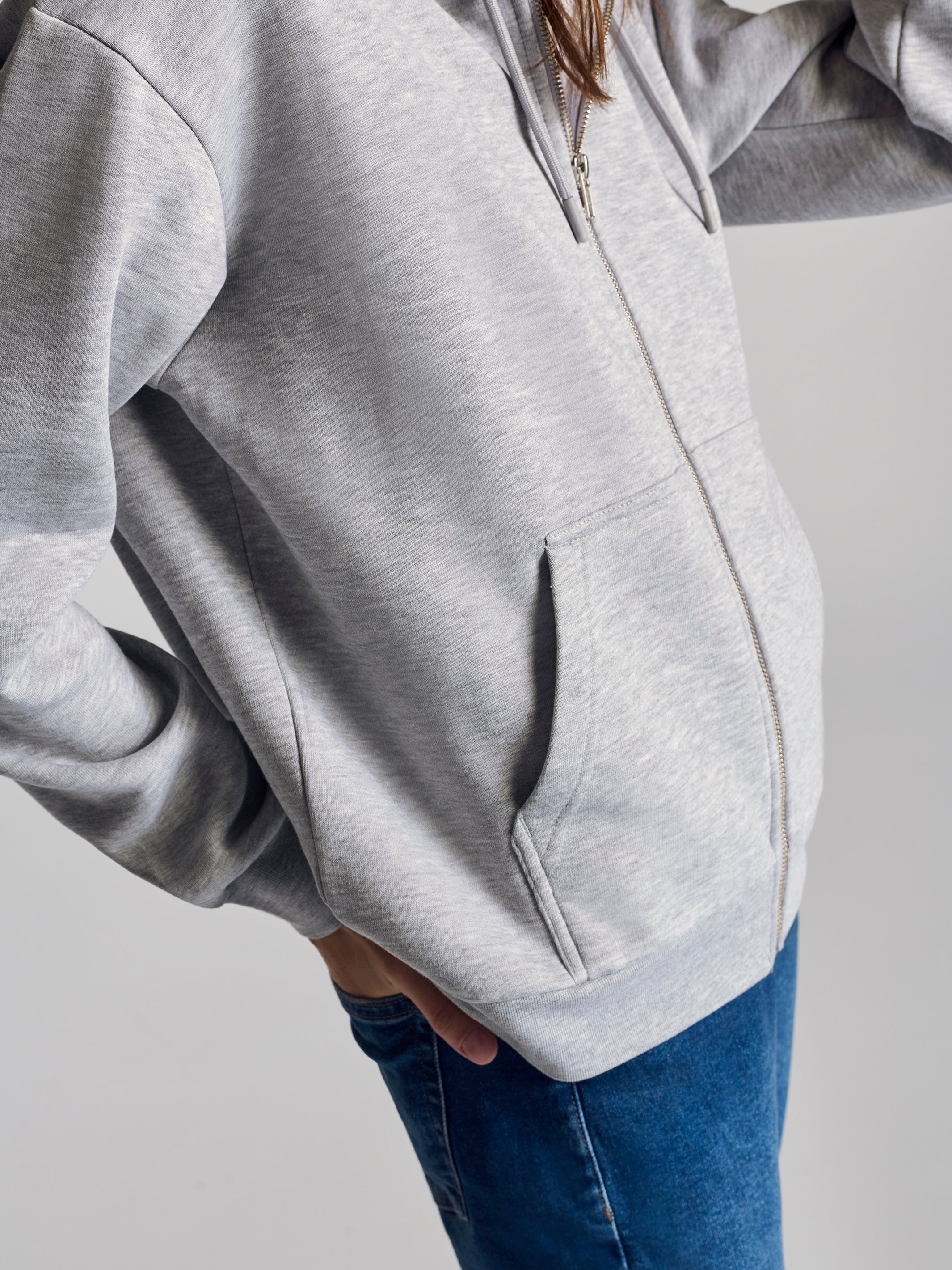 Women's Montrose Zip Up Hooded Sweatshirt In Grey Melange - BROOKLYN INDUSTRIES