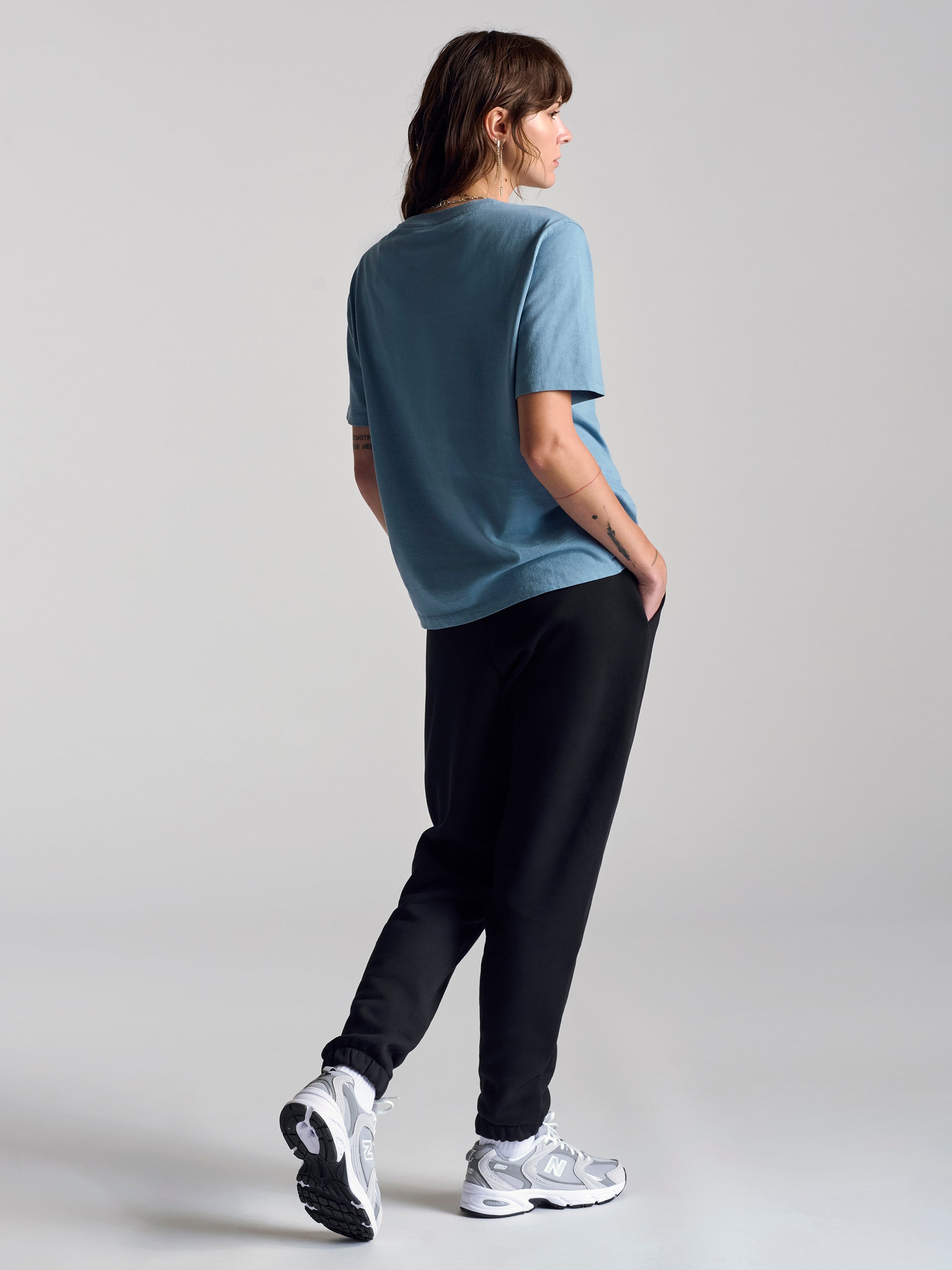 Women's Nassau Crew Neck T-Shirt In Dusty Blue - BROOKLYN INDUSTRIES