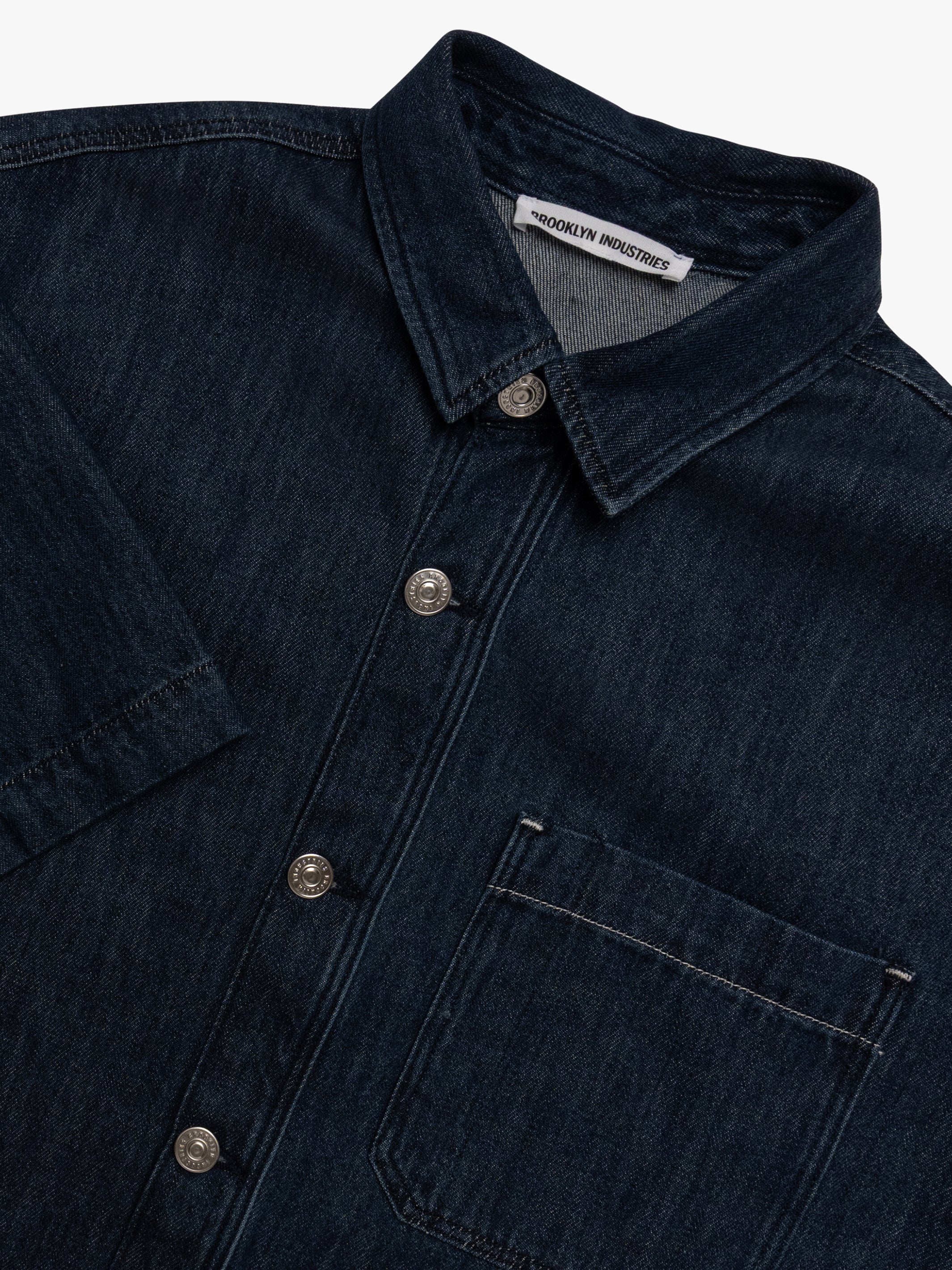 Men's Short Sleeve Denim Shirt In Dark Indigo - BROOKLYN INDUSTRIES