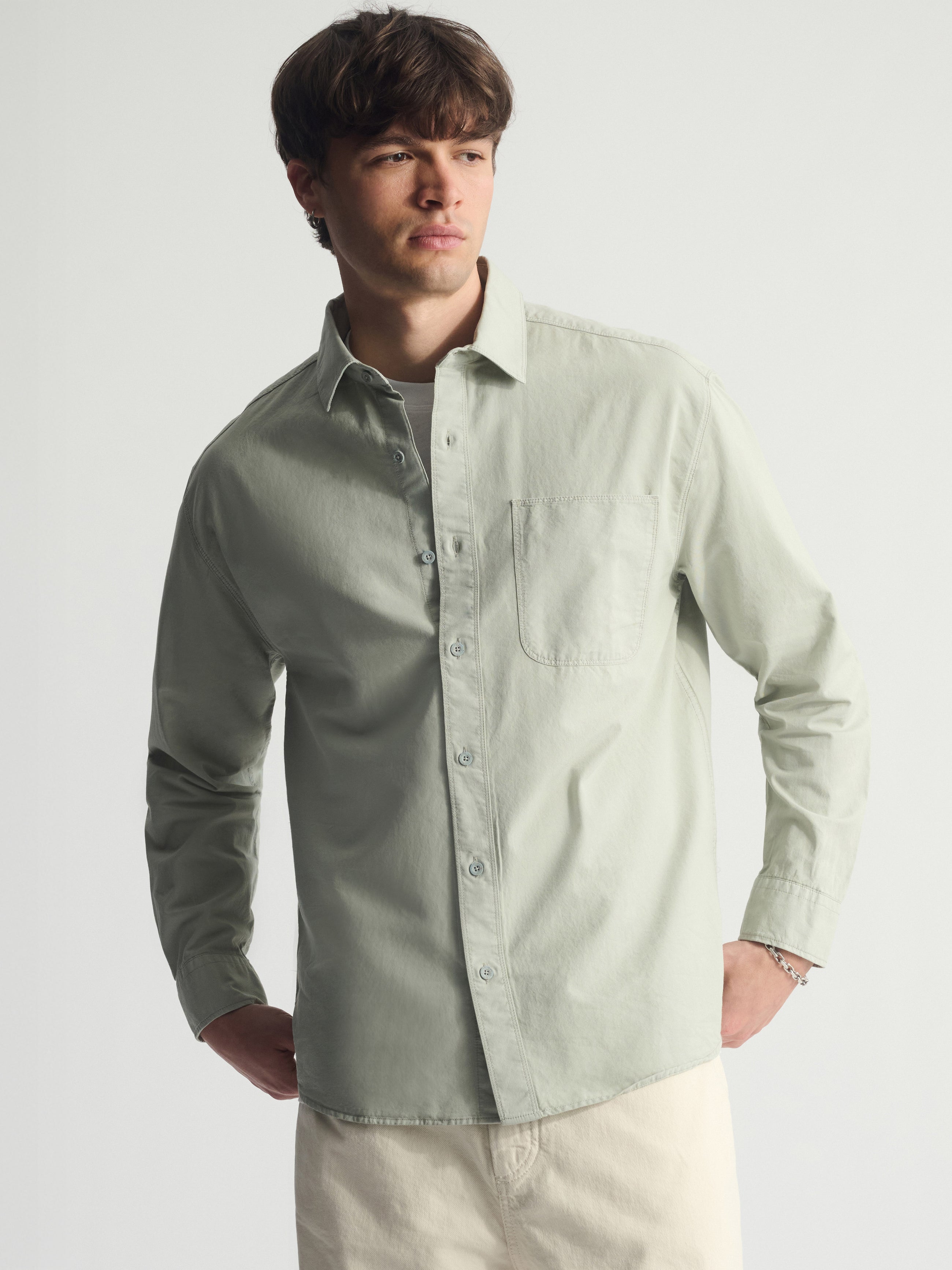 Men's Long Sleeve Shirt In Puritan Gray - BROOKLYN INDUSTRIES