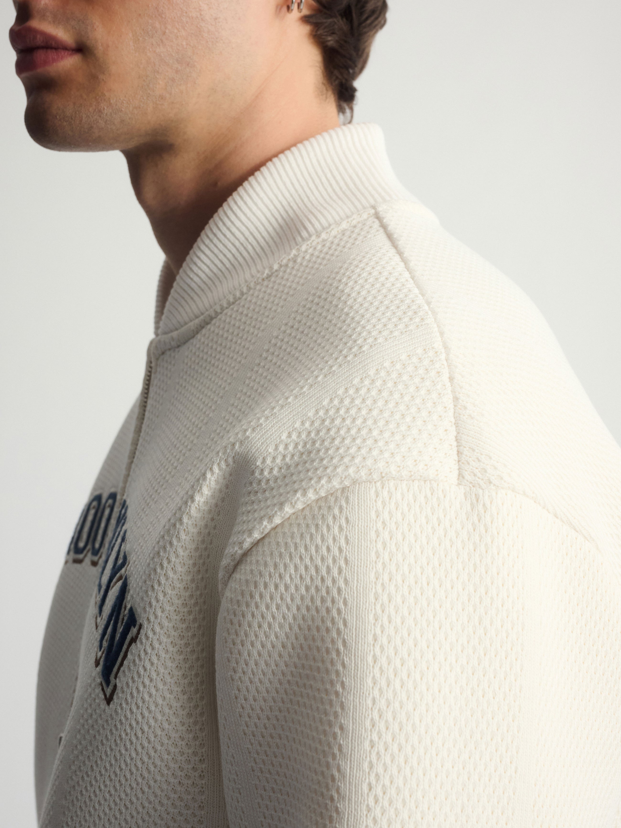 Men's Brooklyn Zip-Up Sweatshirt In Antique White - BROOKLYN INDUSTRIES