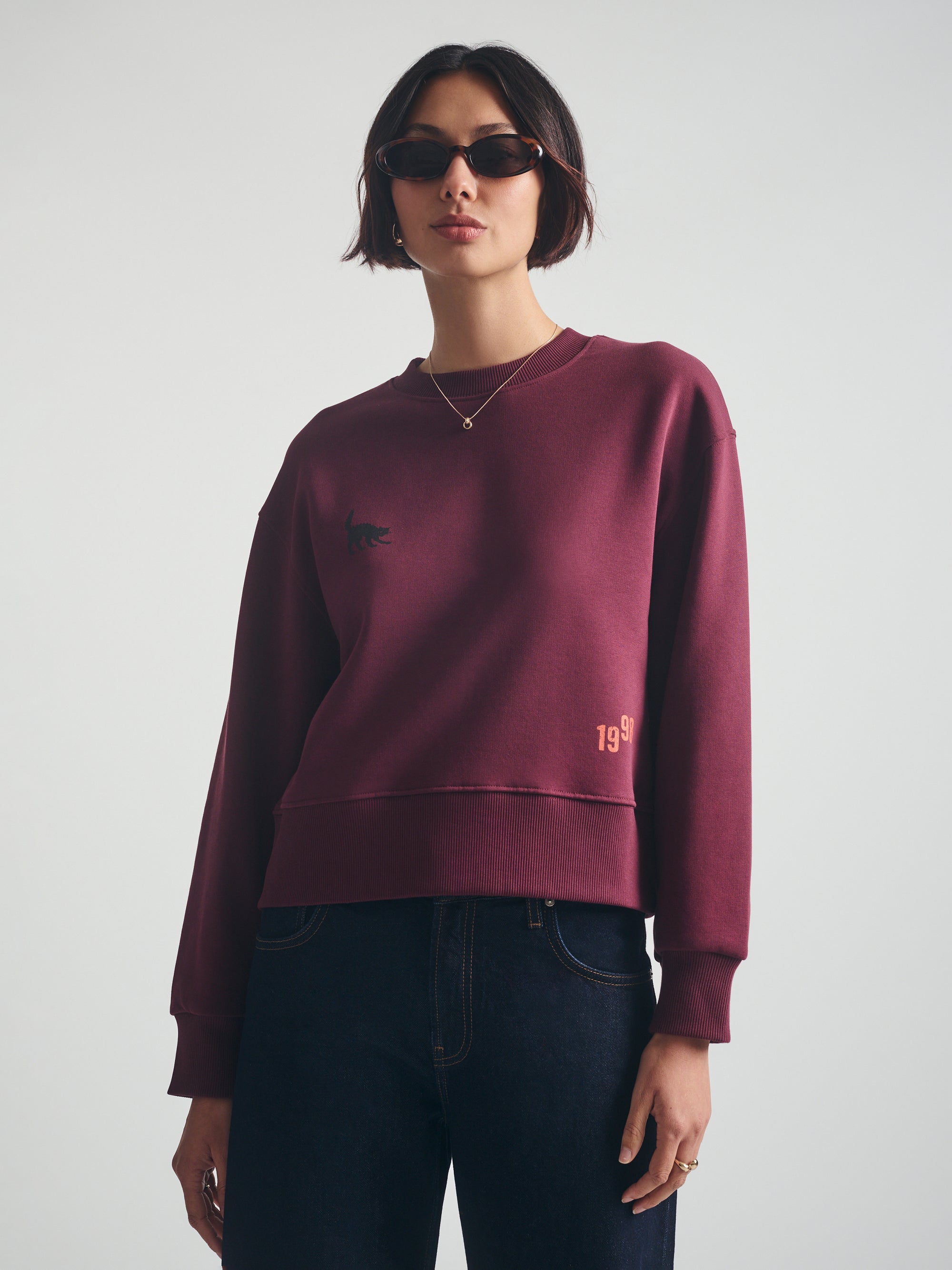 Women's Brooklyn Cat Sweatshirt in Windsor Wine - BROOKLYN INDUSTRIES