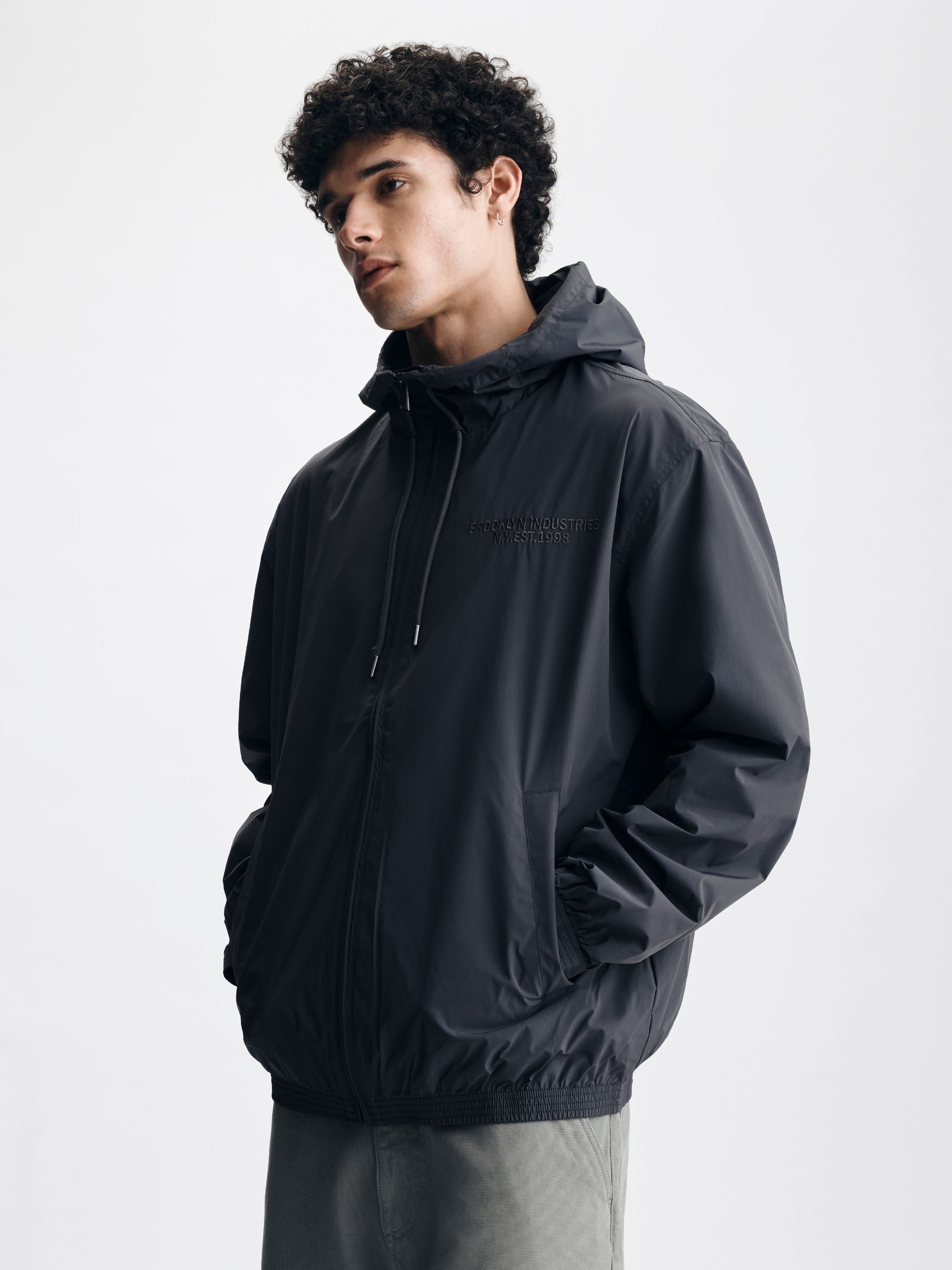 Men's Oversized Hooded Jacket in Black Sand